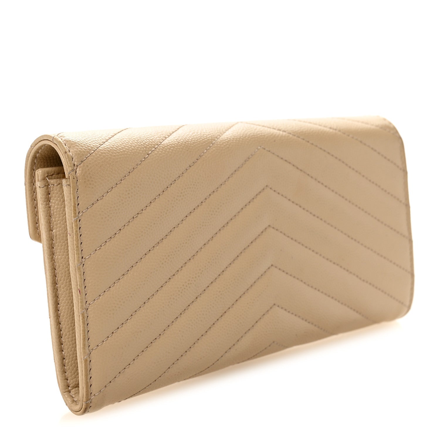 Grain De Poudre Matelasse Chevron Monogram Flap Wallet Dark Beige