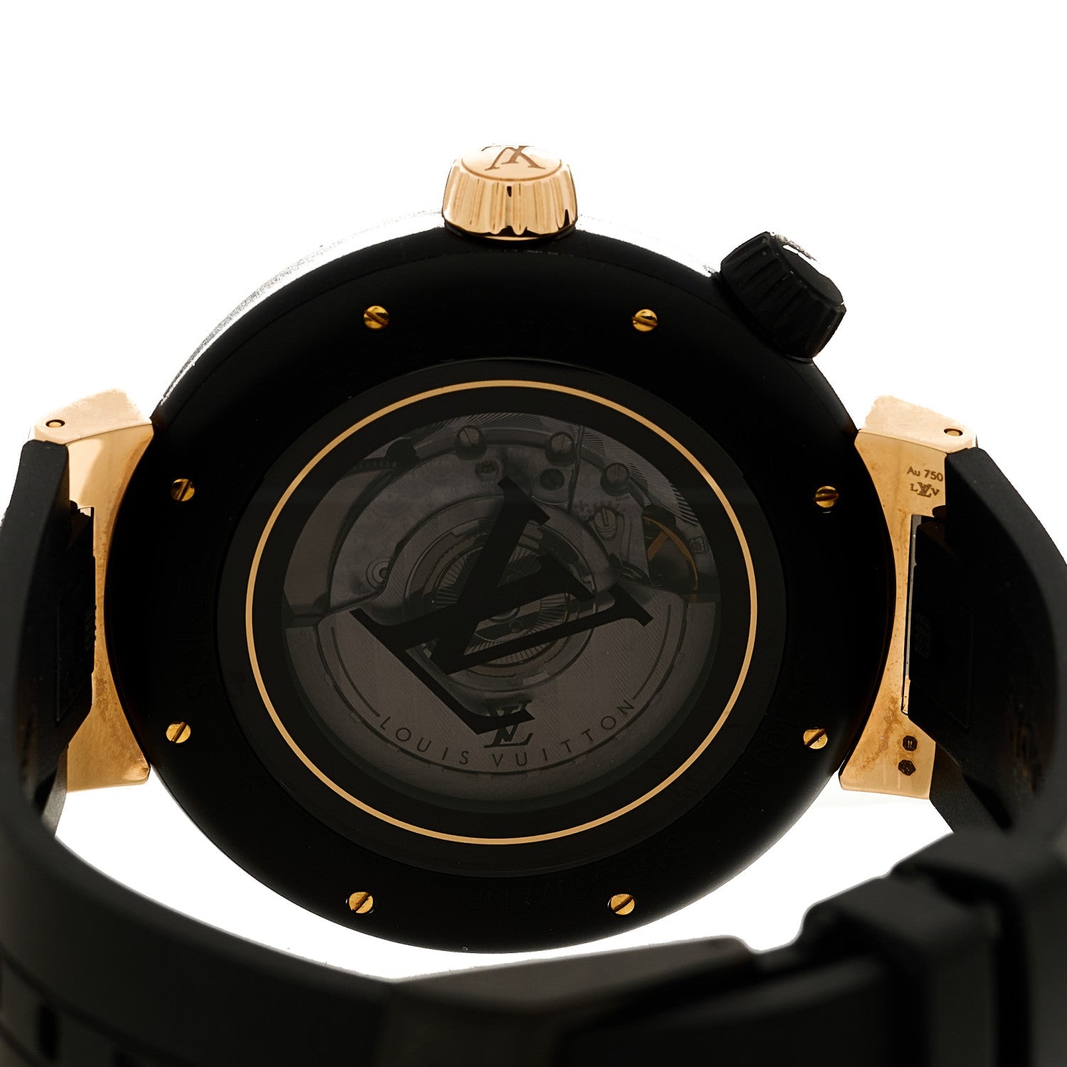 Stainless Steel 18K Rose Gold Rubber 44mm Tambour Street Diver Automatic Watch Black