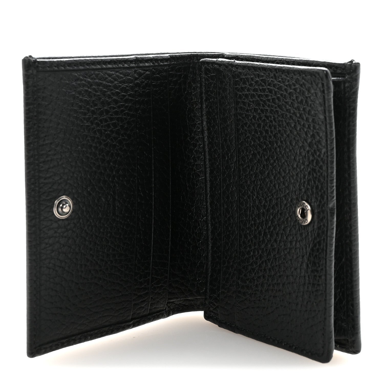 Dollar Calfskin Enamel Monochrome GG Marmont Card Case Black