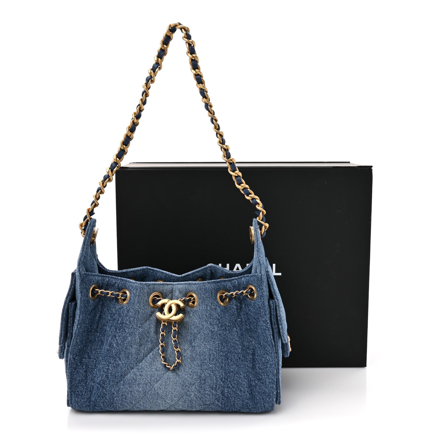 Washed Denim Quilted Mini Chanel 25 Handbag Blue