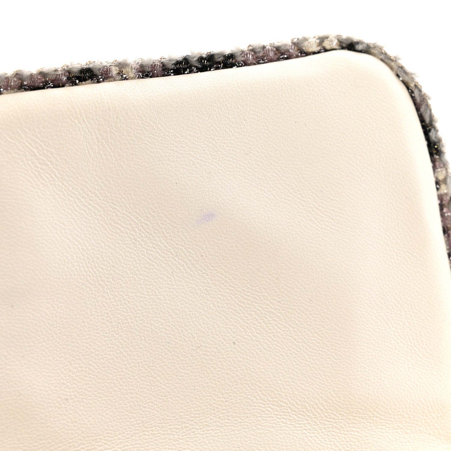 Lambskin Tweed Quilted Flap White