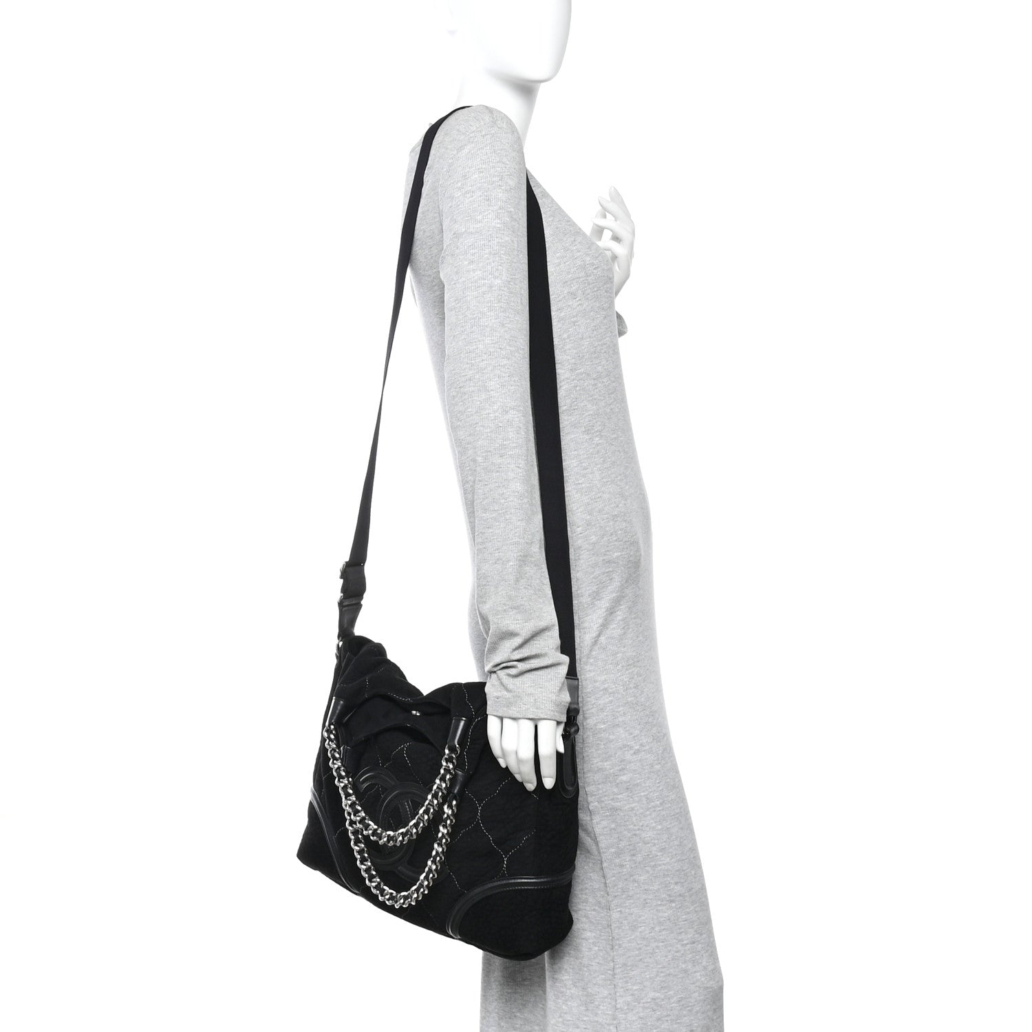 Microsuede Quilted Rodeo Drive Hobo Black