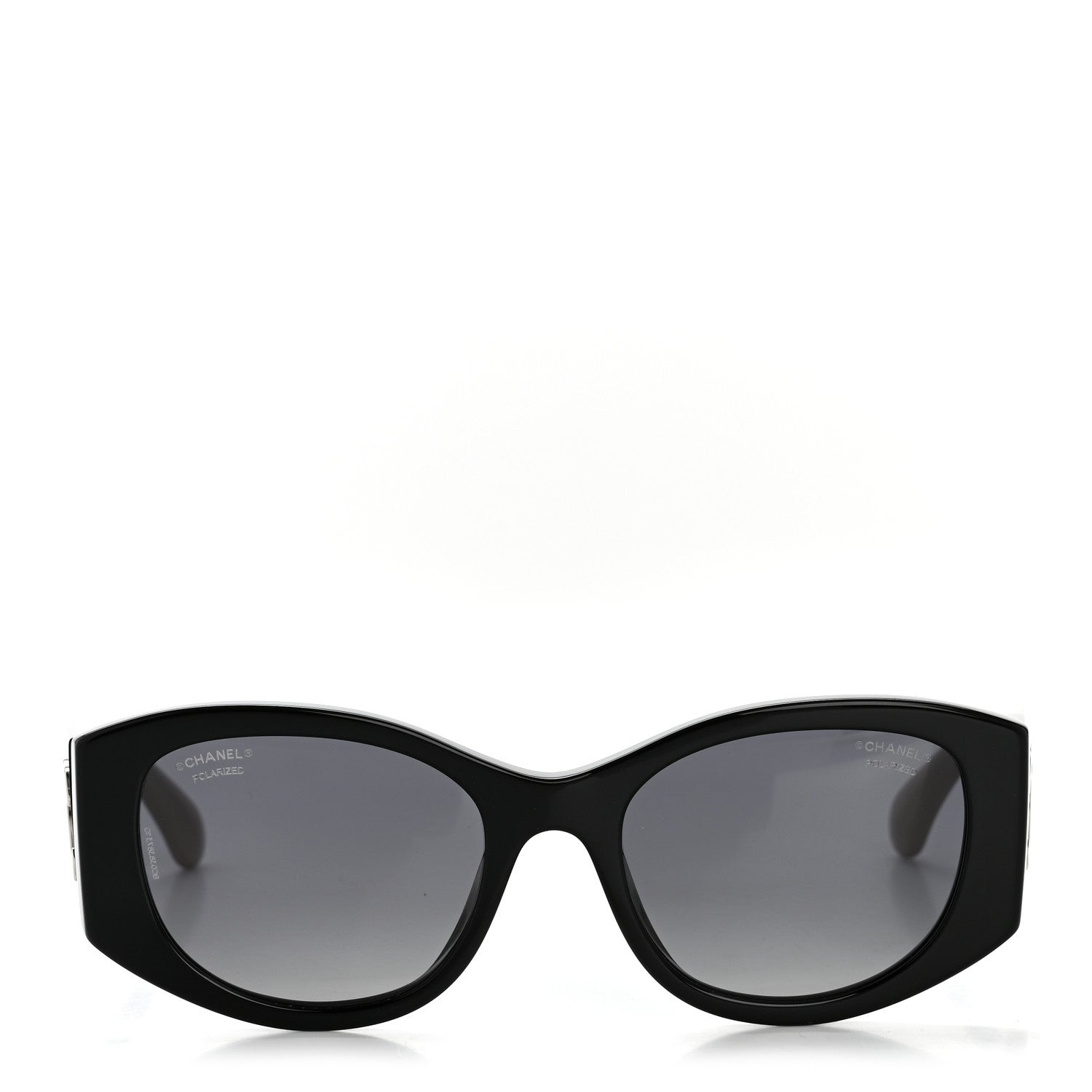 Acetate Oval Sunglasses 5524-A Black Beige