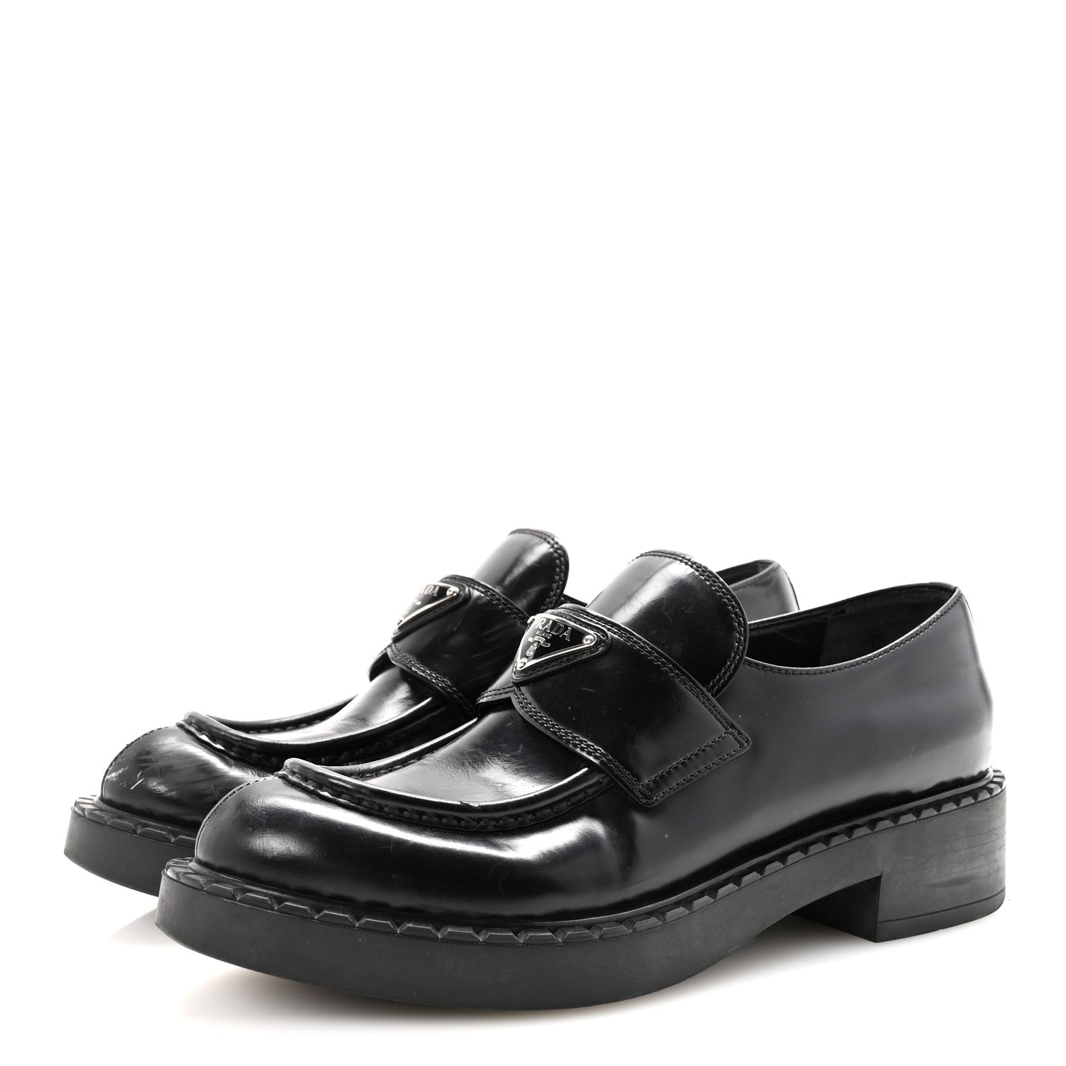 Spazzolato Metal Triangle Logo 50mm Loafers 40 Black