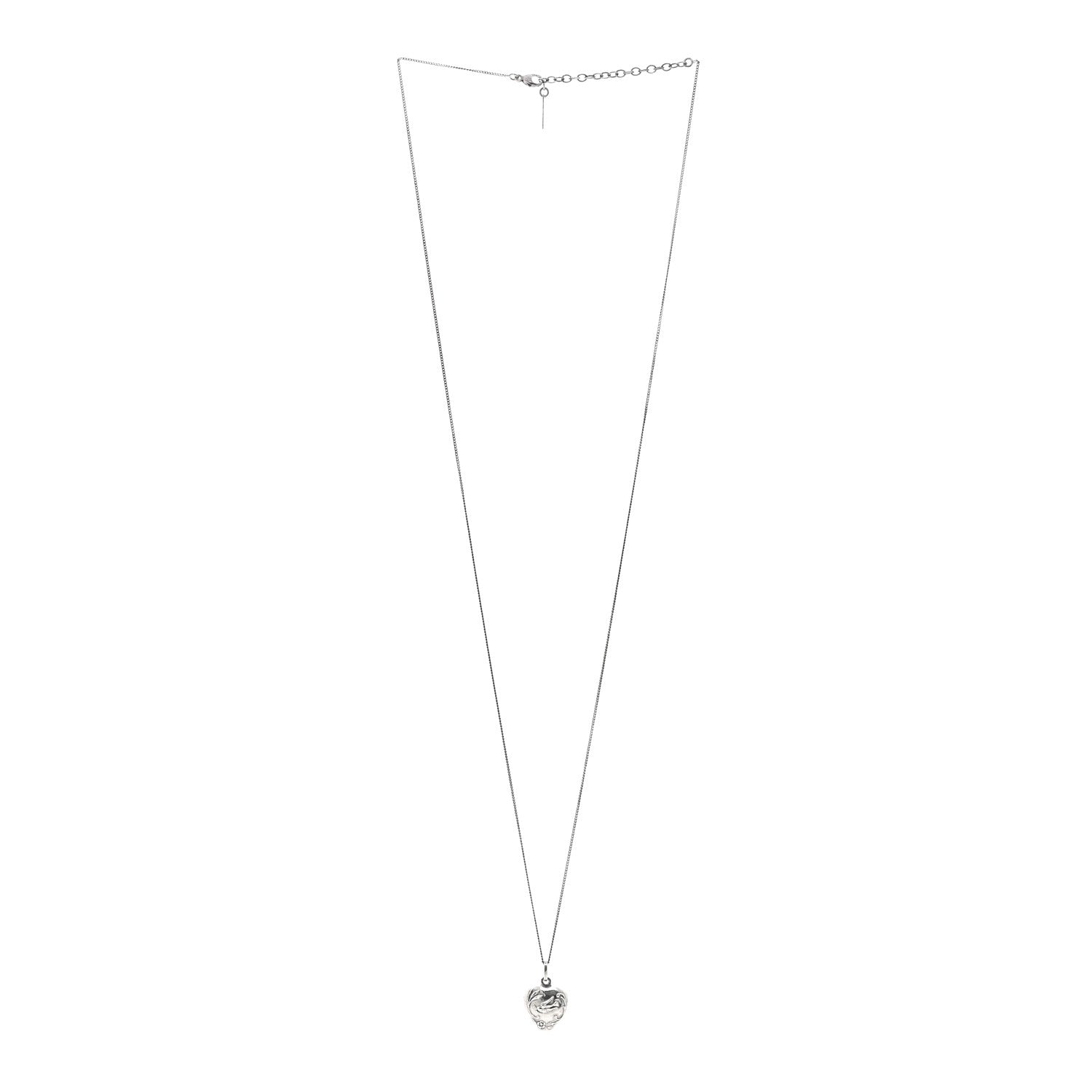 Metal Heart Necklace Silver