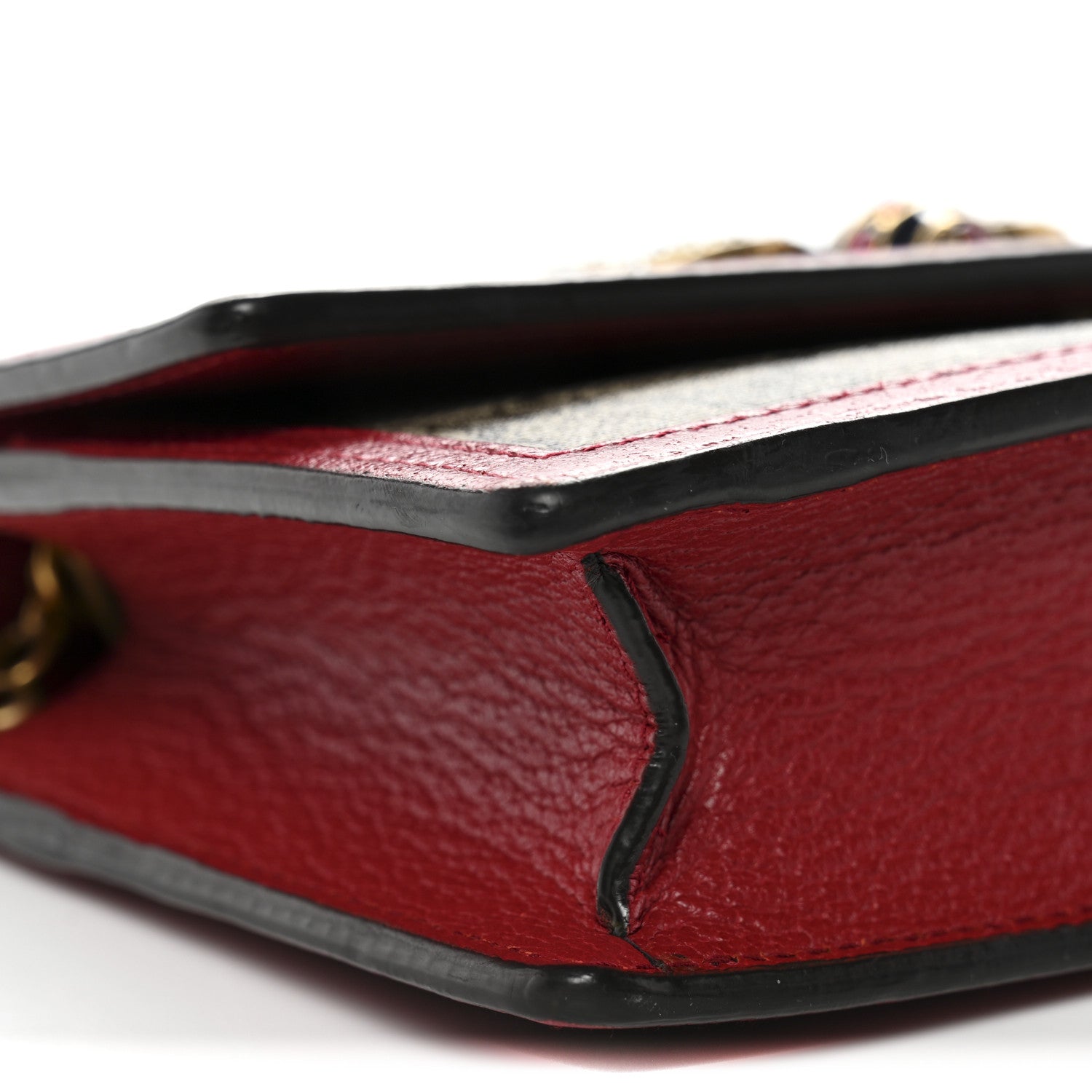 GG Supreme Monogram Web Queen Margaret Chain Wallet Red