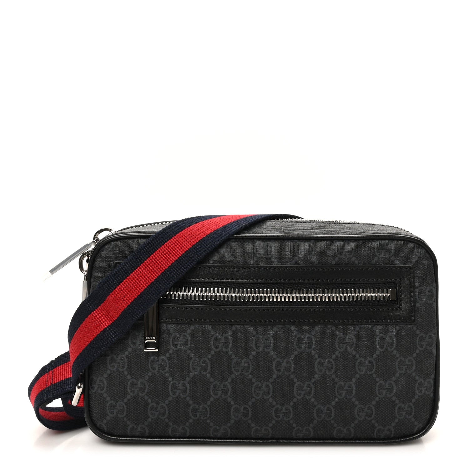 Soft GG Supreme Monogram Web Belt Bag Black Grey