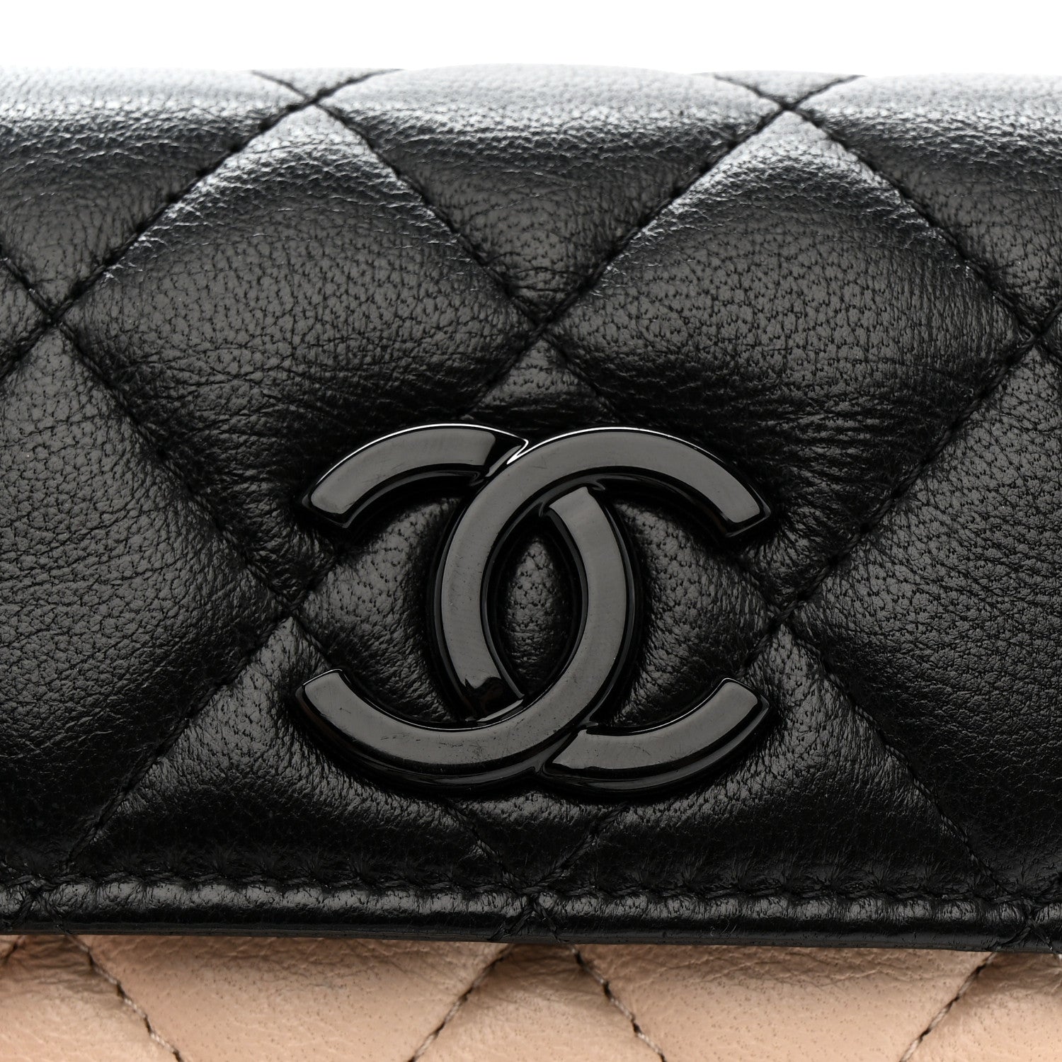 Lambskin Quilted Mini Chain Belt Bag Black Beige Multicolor