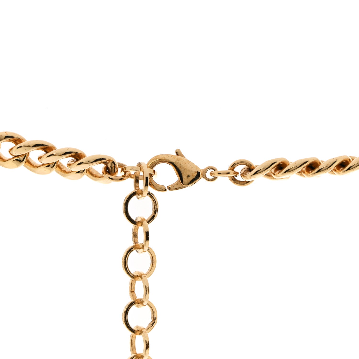 Metal Enamel Quilted CC Chain Necklace Pendant Gold Pink