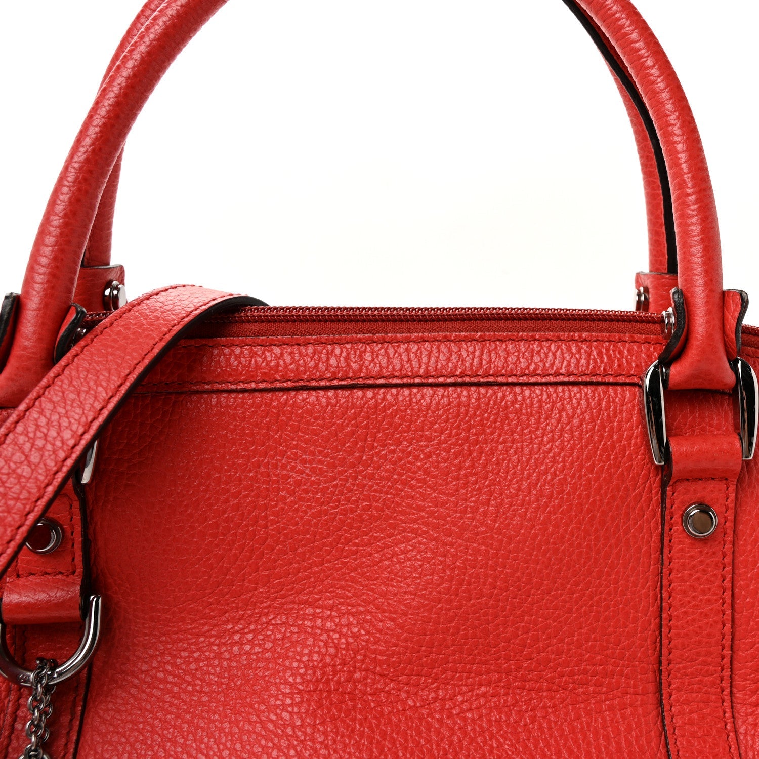 Pebbled Calfskin Medium GG Convertible Dome Satchel  Red
