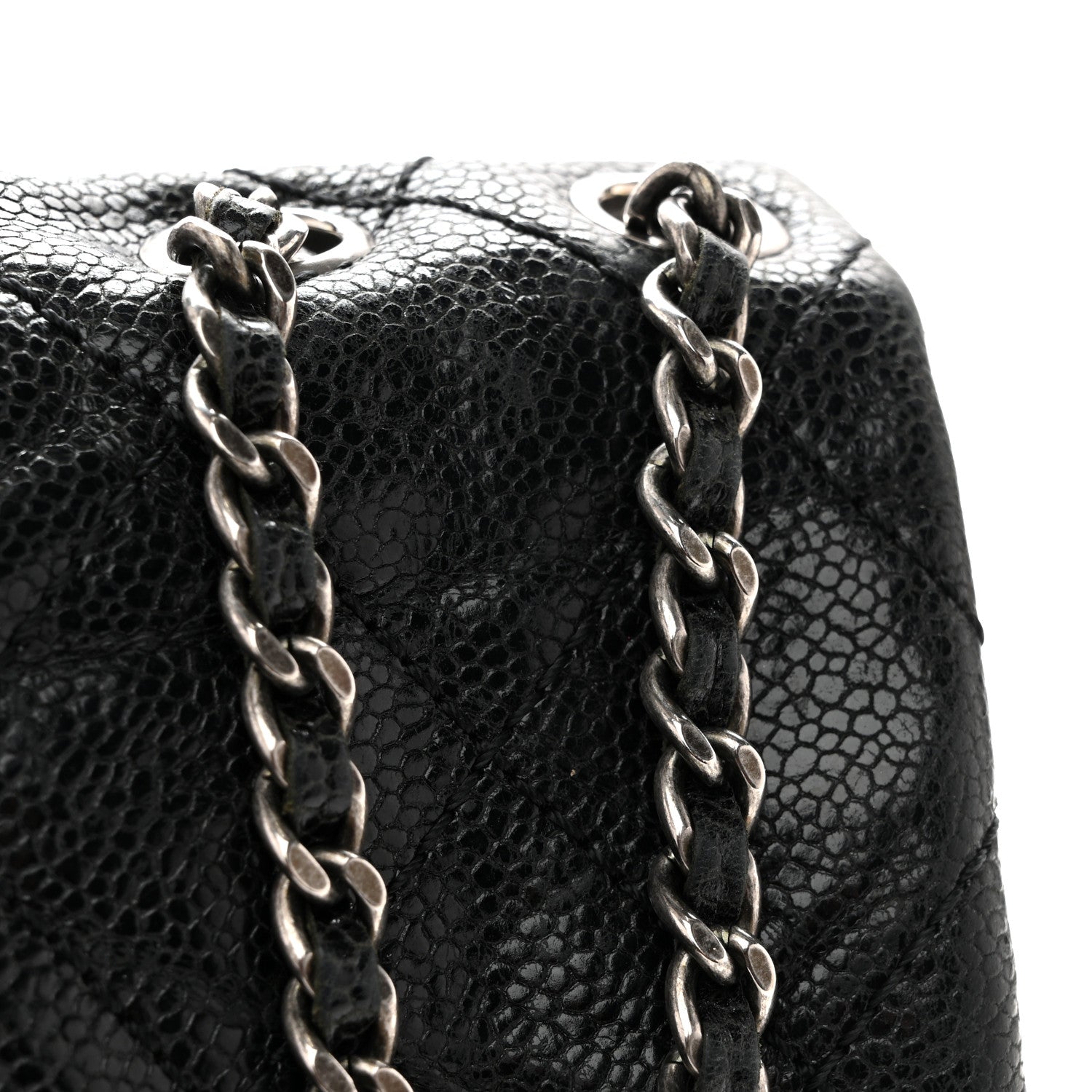 Caviar Quilted Medium Elastic Flap Black