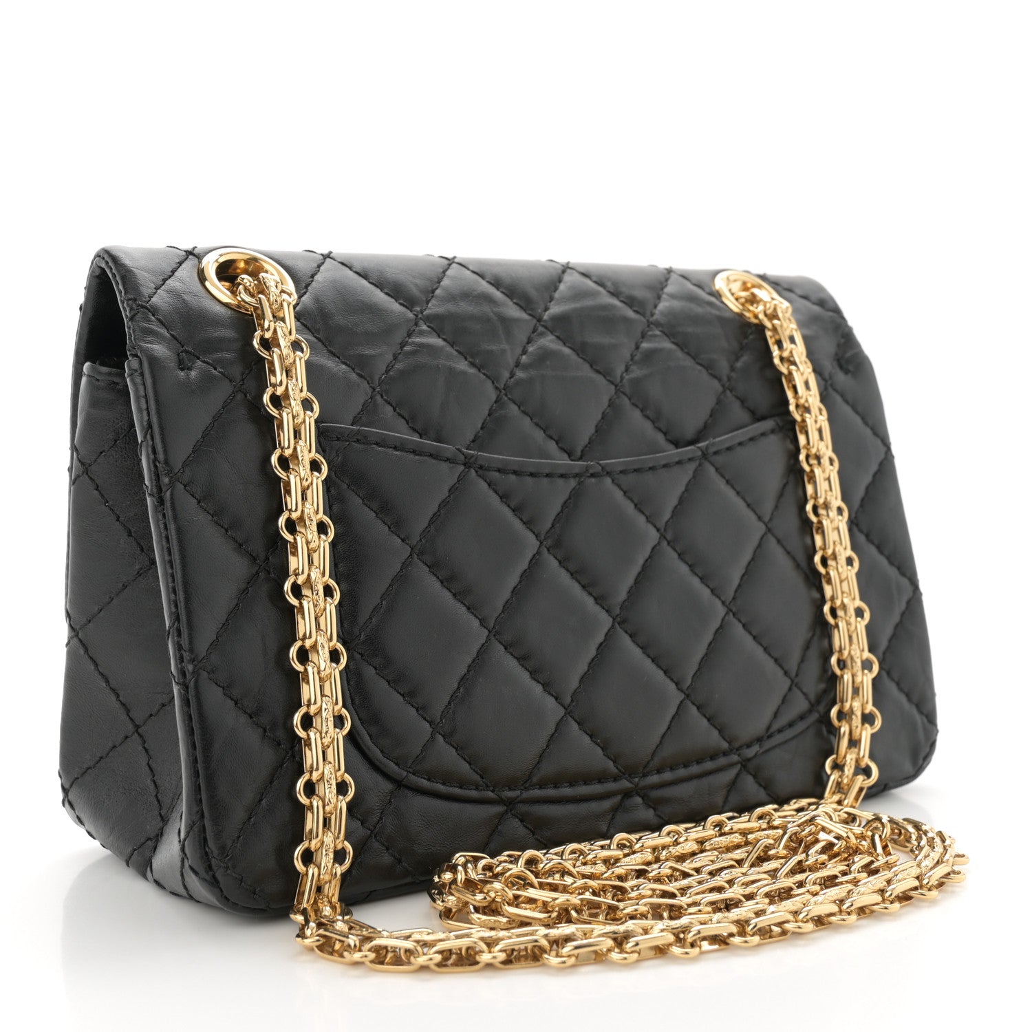 Aged Calfskin Quilted 2.55 Reissue Mini Flap Black
