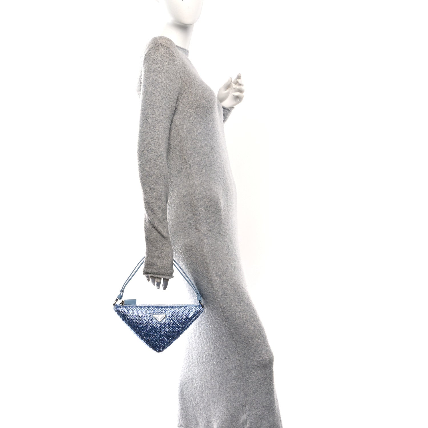 Satin Crystal Triangle Pouch Celeste