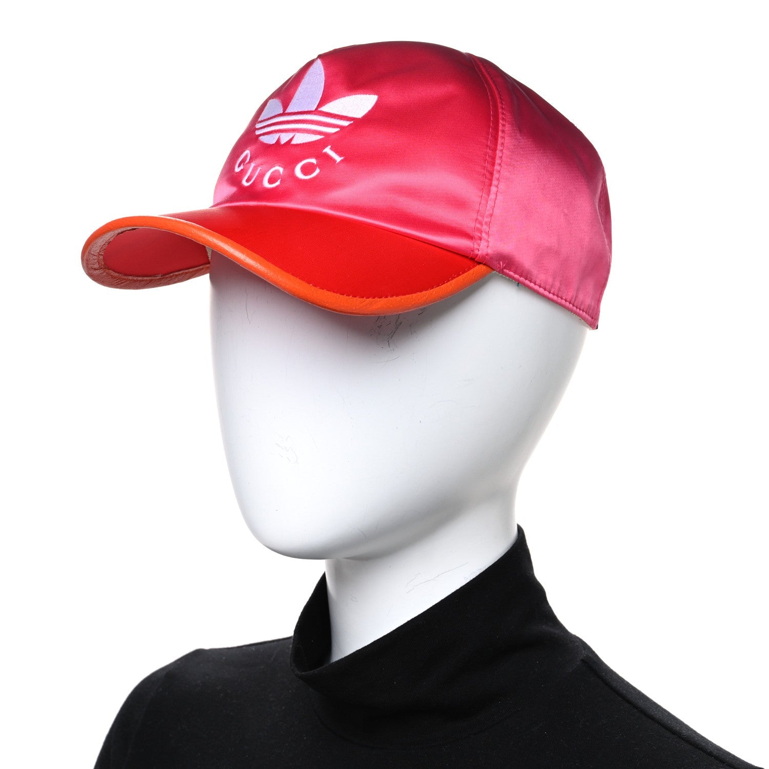 X ADIDAS Satin Trefoil Logo MC Rolly Baseball Hat Fuxia Red