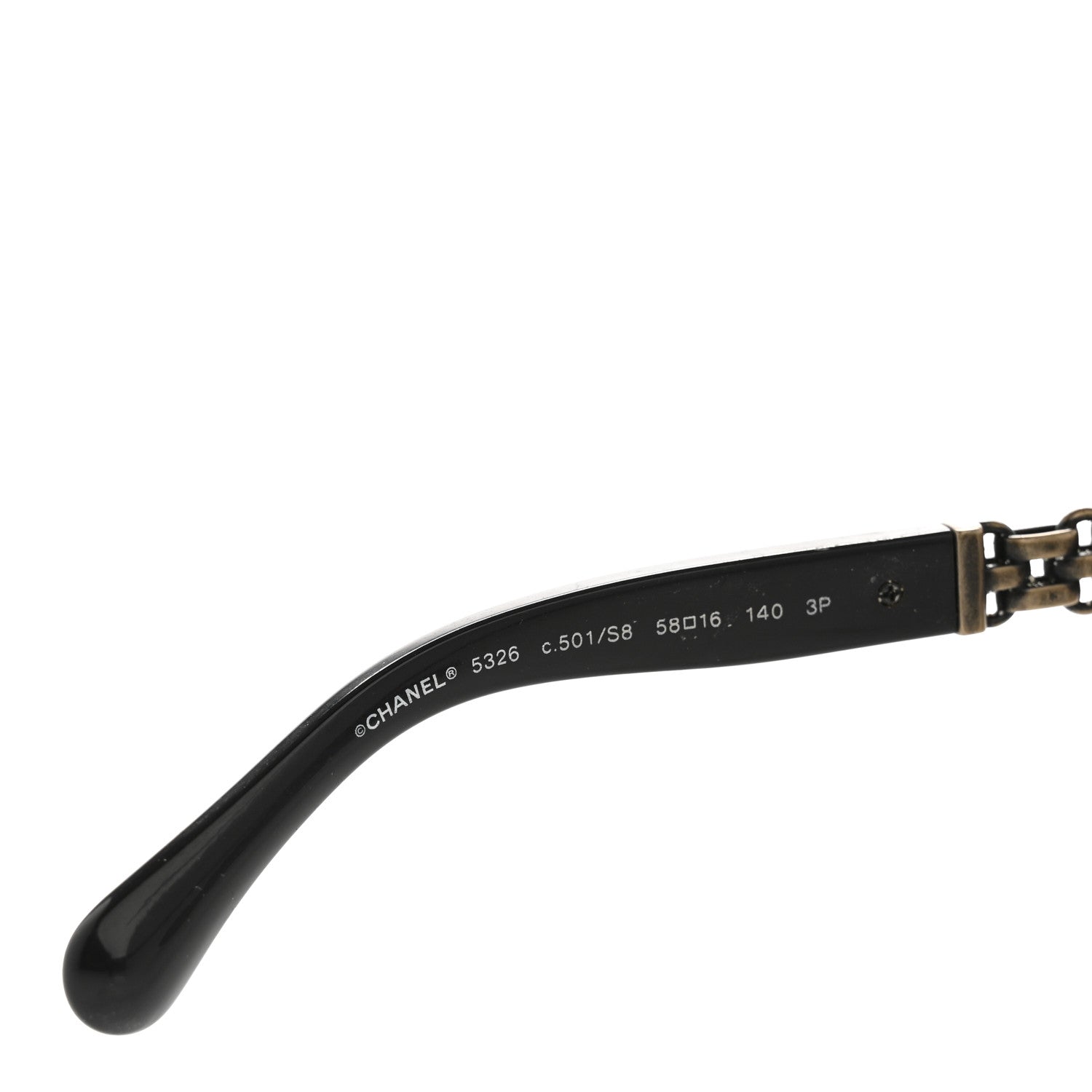 Acetate Polarized Cat Eye Chain Sunglasses 5326 Black