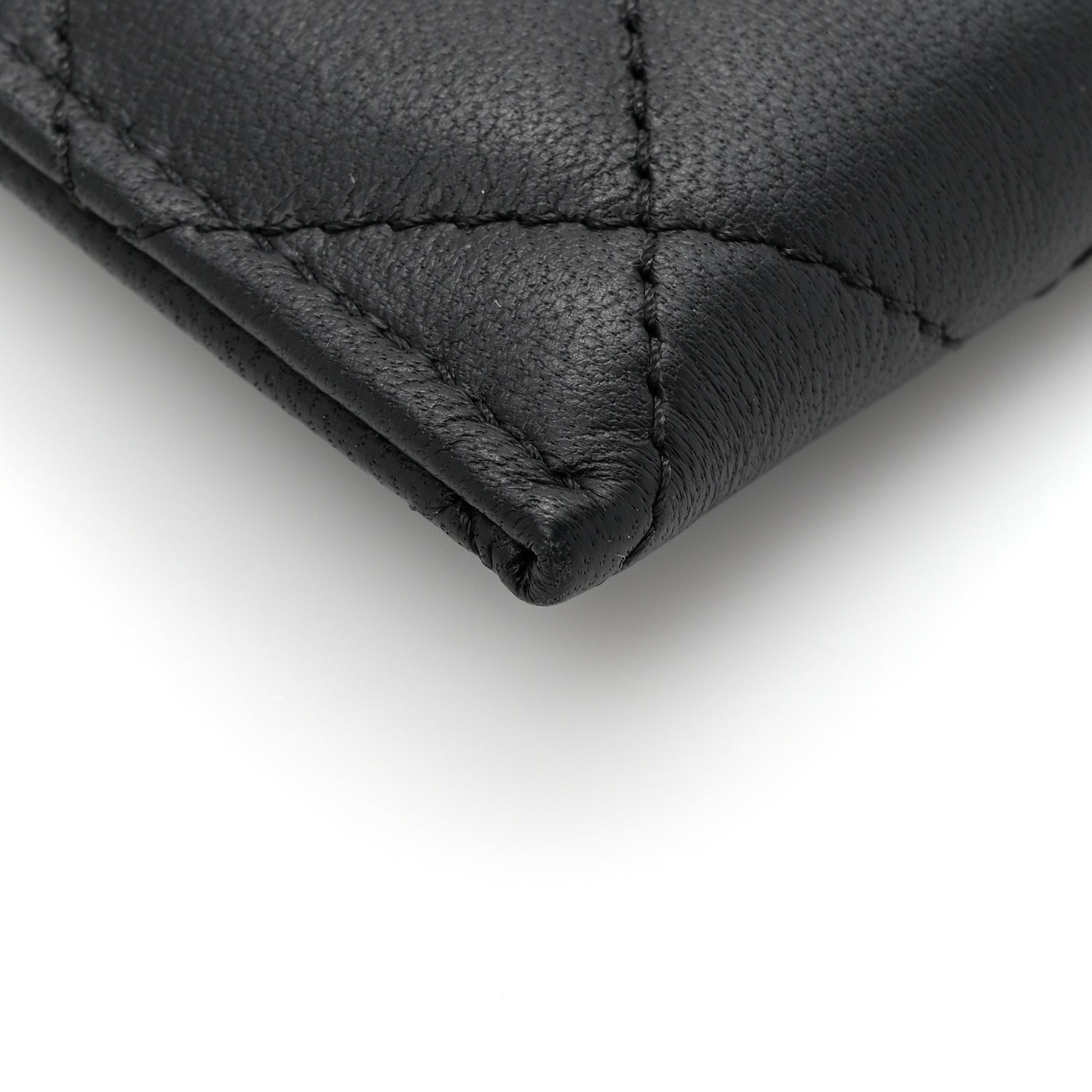 Lambskin Quilted Classic Zip Pouch Black
