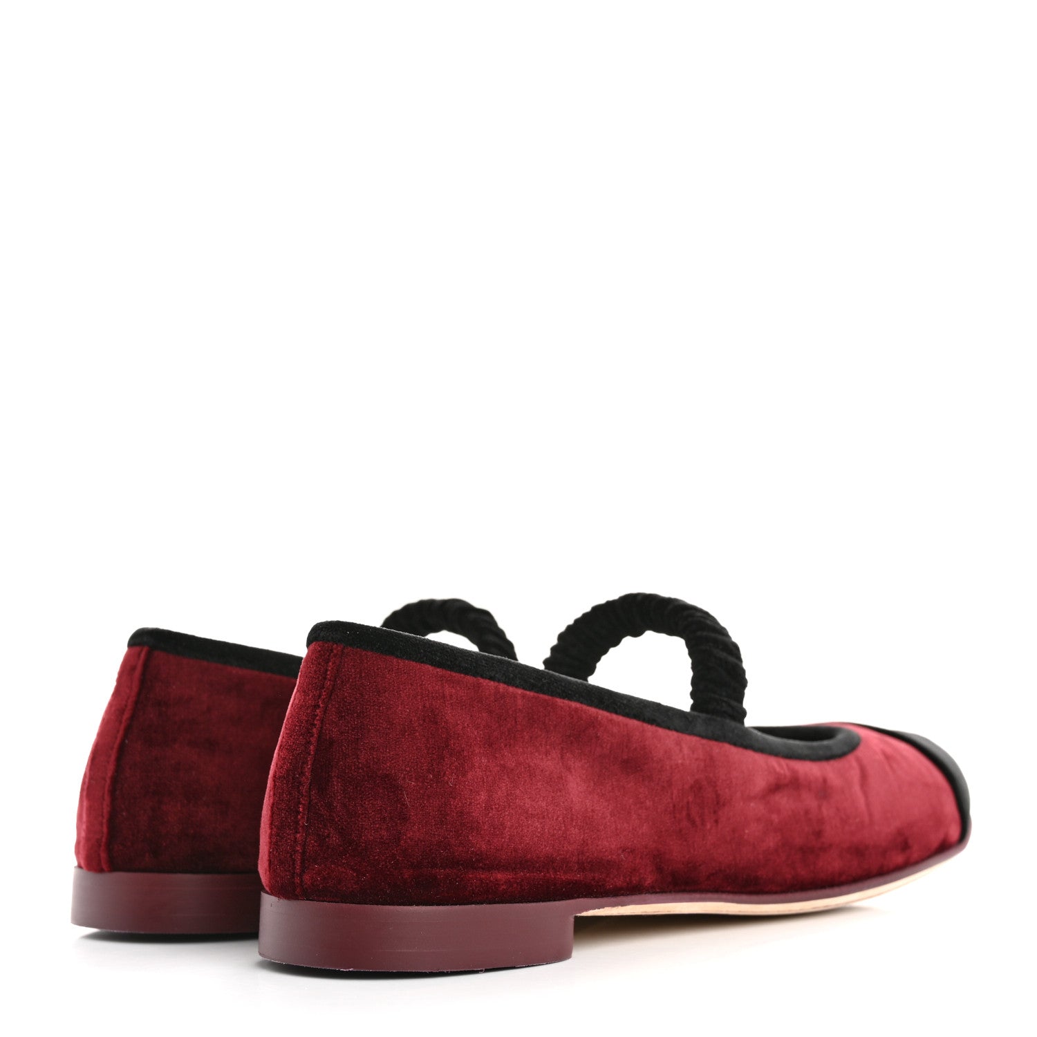 Velvet Mary Jane Flats 38 Burgundy Black