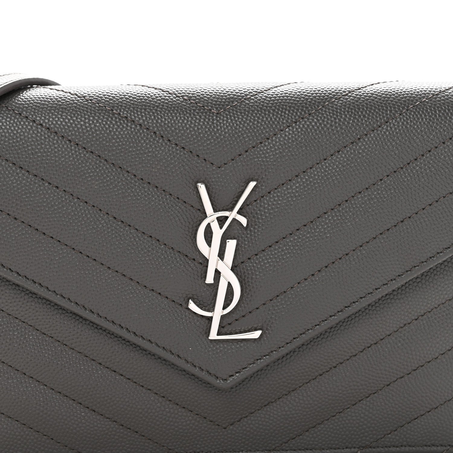 Grain De Poudre Matelasse Chevron Monogram Envelope Chain Wallet Earth