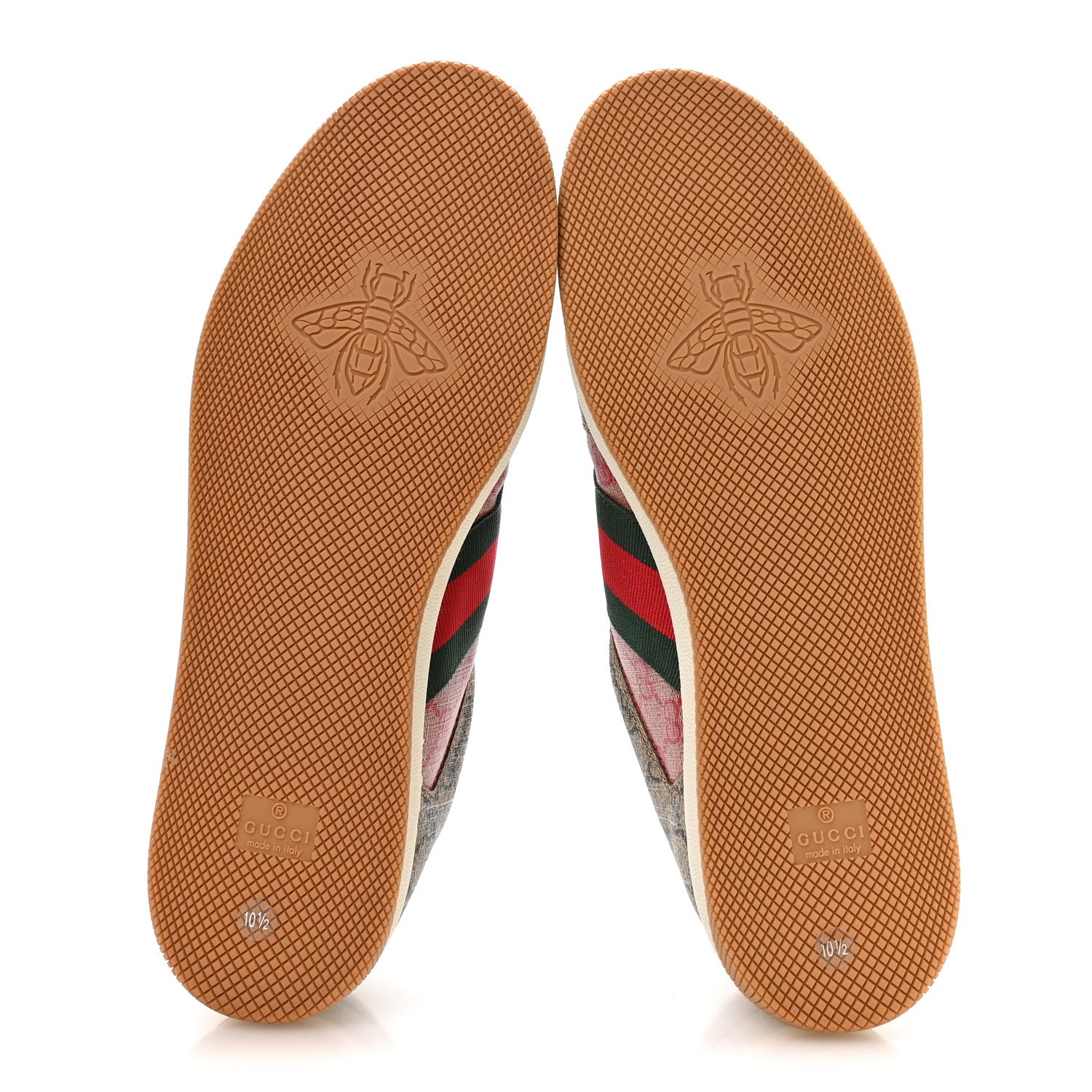 GG Supreme Monogram Harness Calfskin Web Mens Screener Sneakers 10.5 Beige Ebony Rosso Harness Brown
