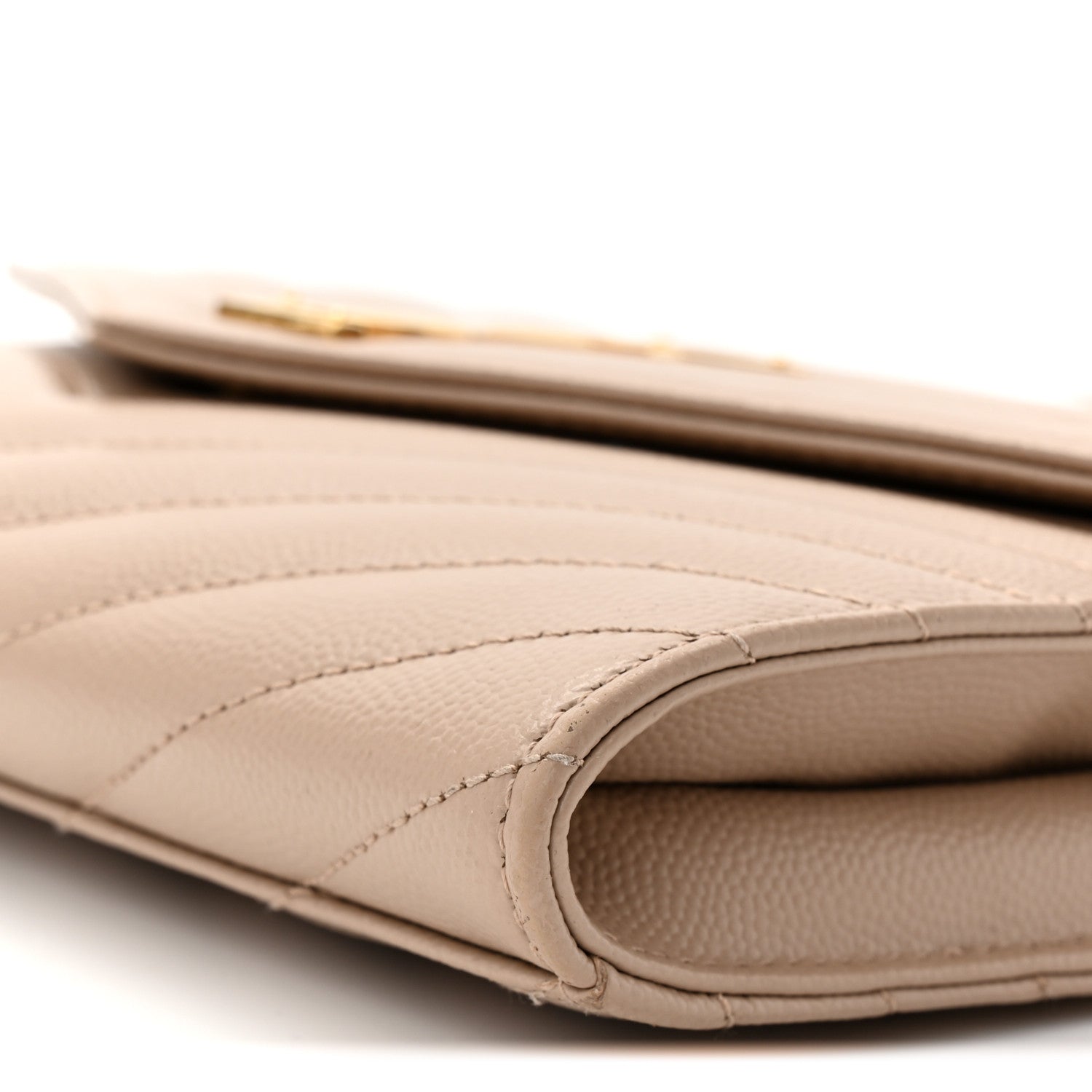 Grain De Poudre Matelasse Chevron Monogram Envelope Clutch Dark Beige