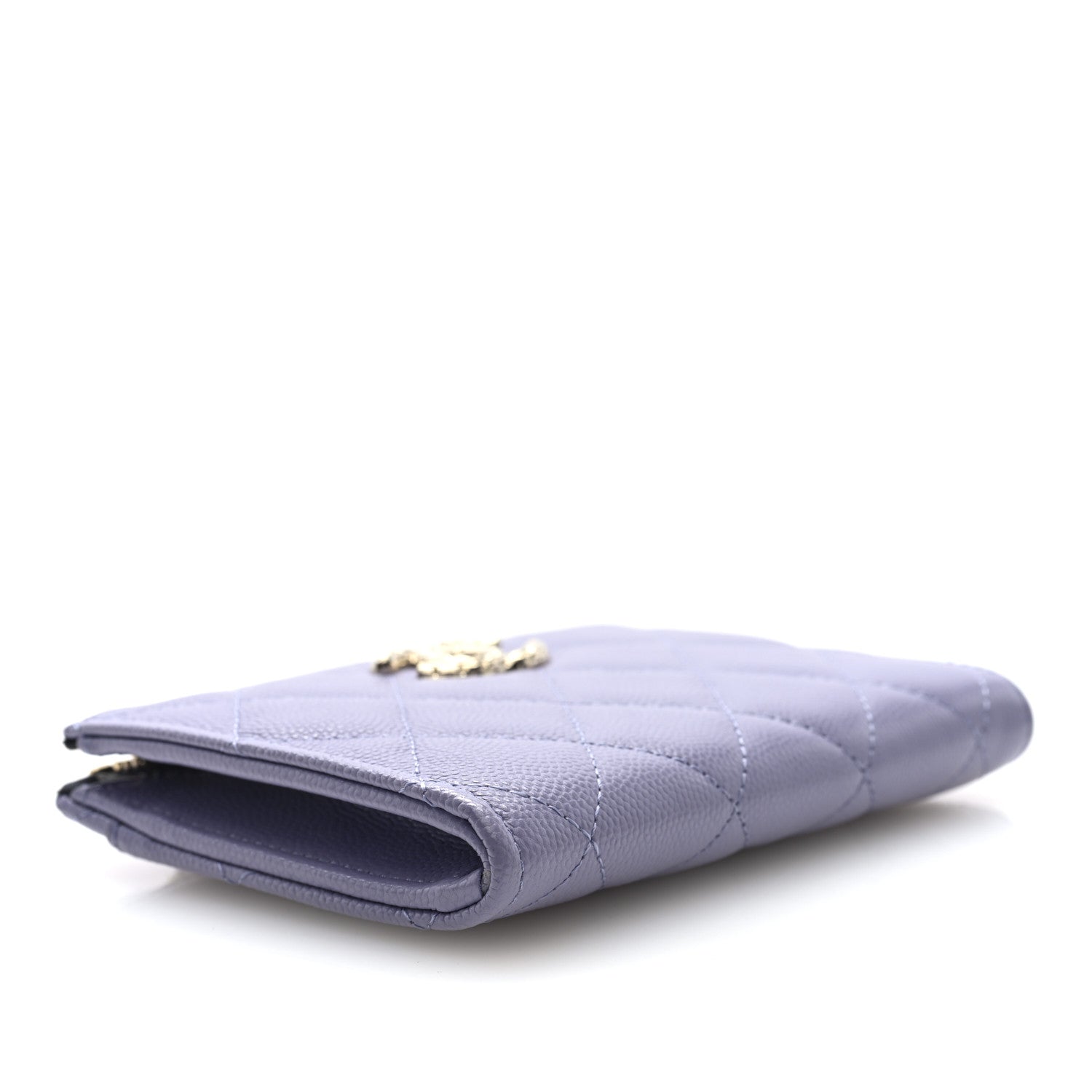 Caviar Quilted CC Zip Around Card Holder Wallet  Purple