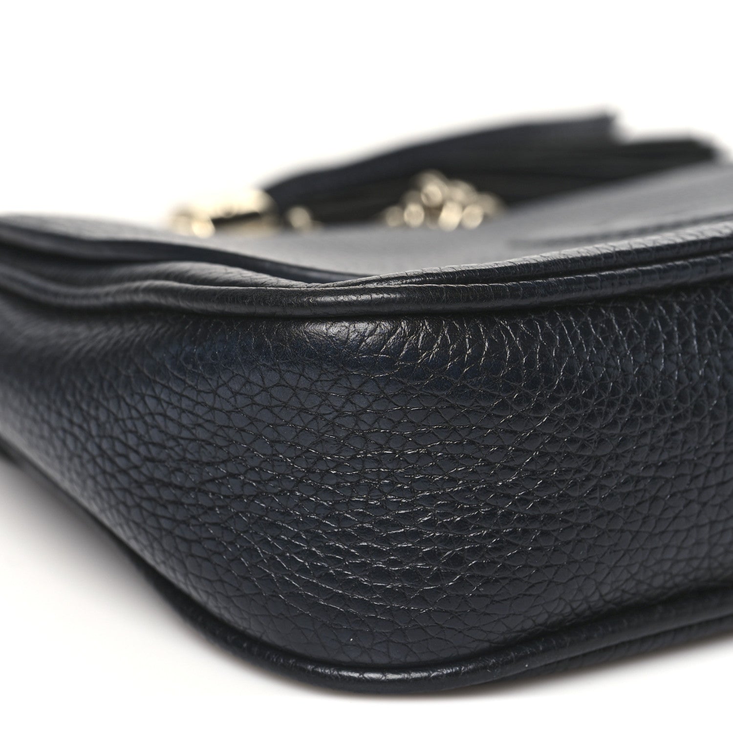 Pebbled Calfskin Medium Soho Flap Crossbody Black