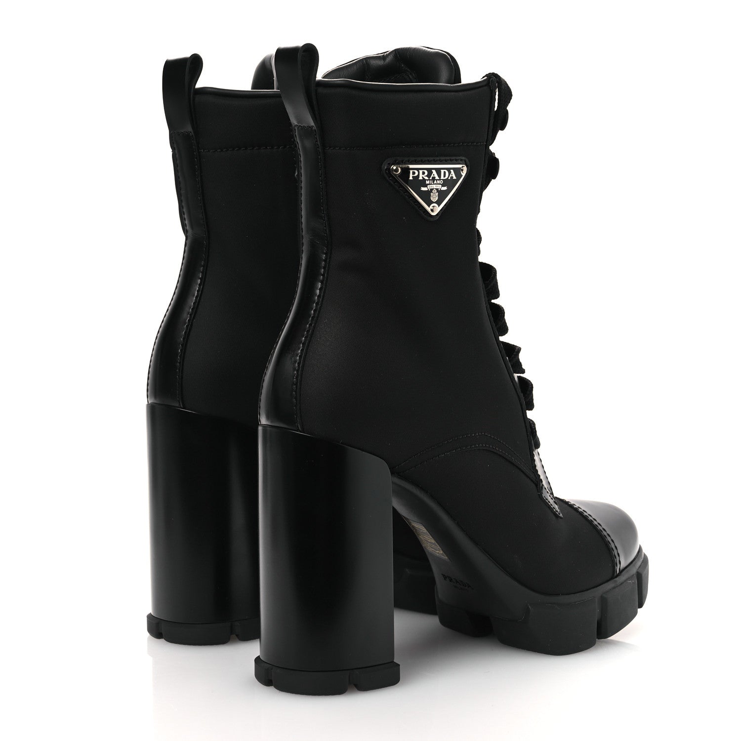 Spazzolato Re-Nylon Metal Triangle Logo 110mm Ankle Boots 36.5 Black