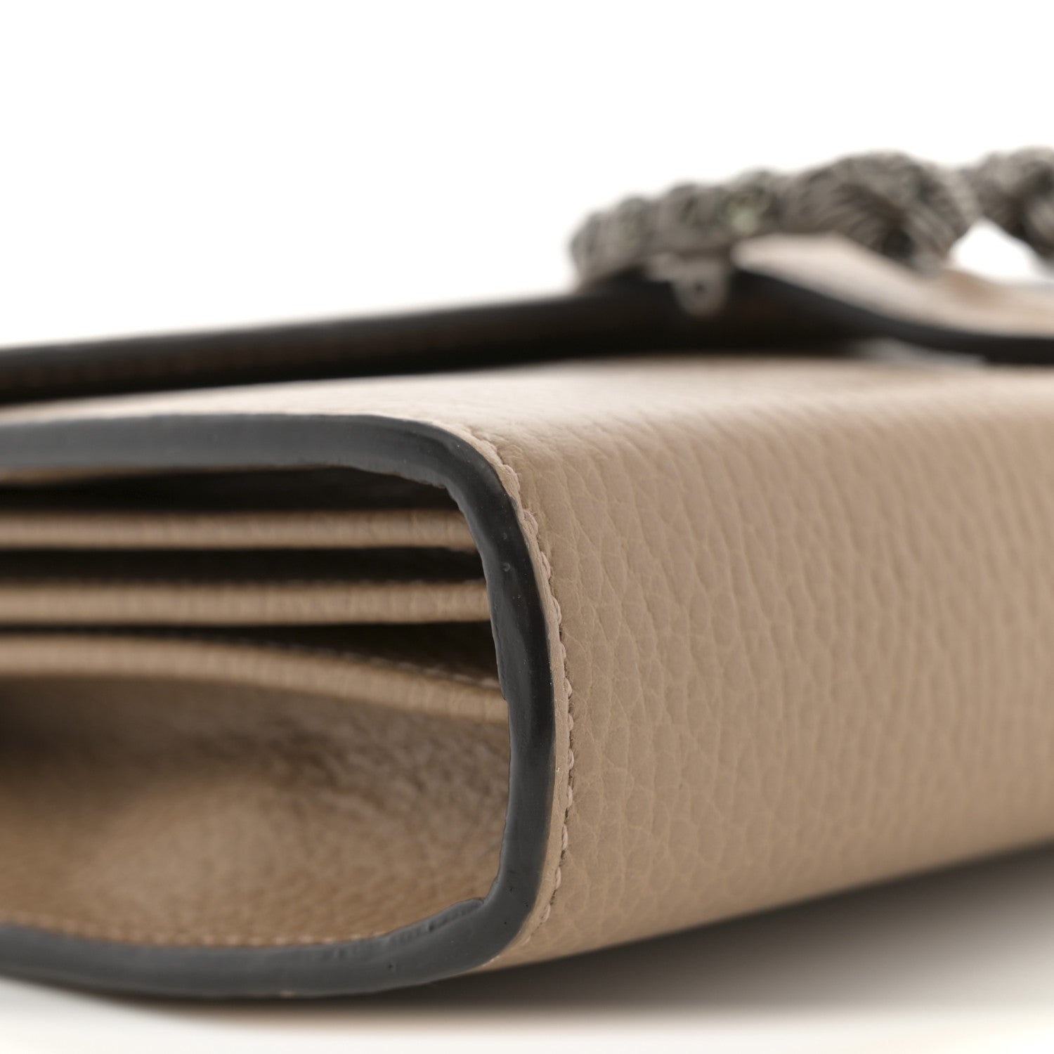 Dollar Calfskin Crystal Mini Dionysus Chain Wallet Natural Tan Black Diamond