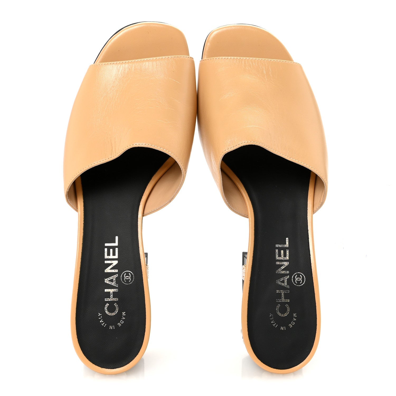 Shiny Goatskin Pearl Mule 40 Beige