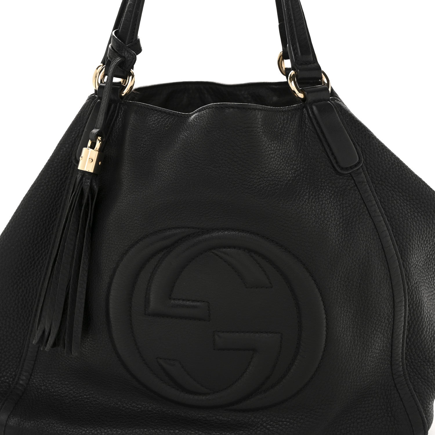 Pebbled Calfskin Medium Soho Shoulder Bag Black
