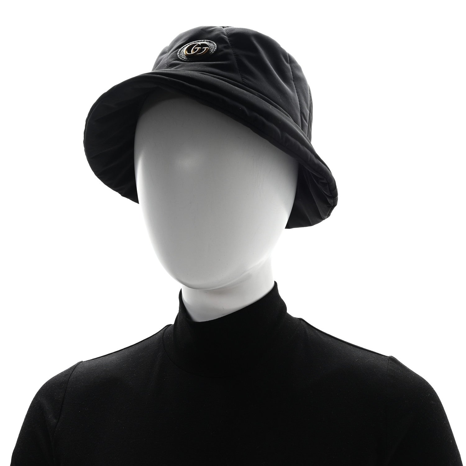 Nylon Quilted GG Bucket Hat M Black