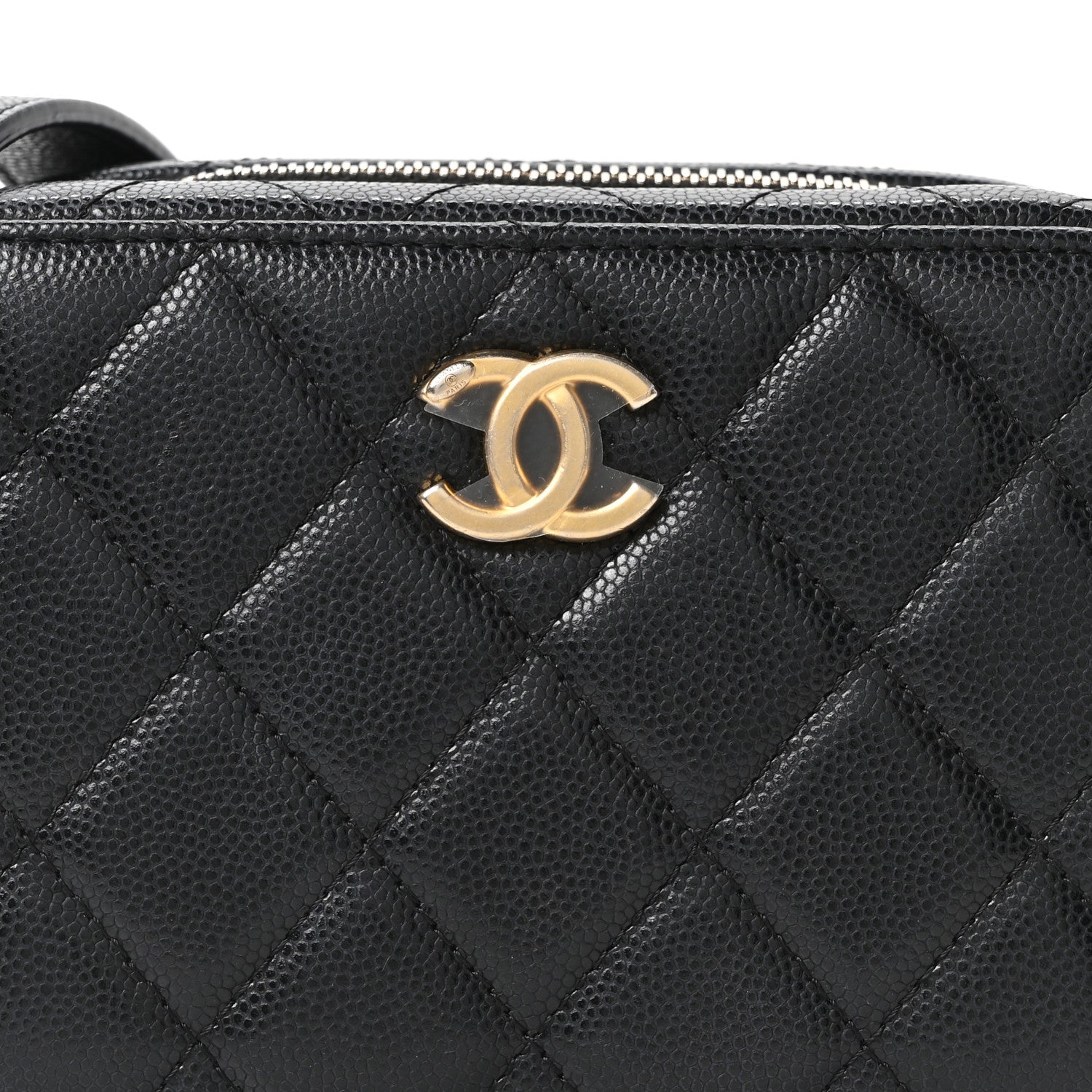Caviar Quilted Twist Your Buttons Clutch With Chain Black
