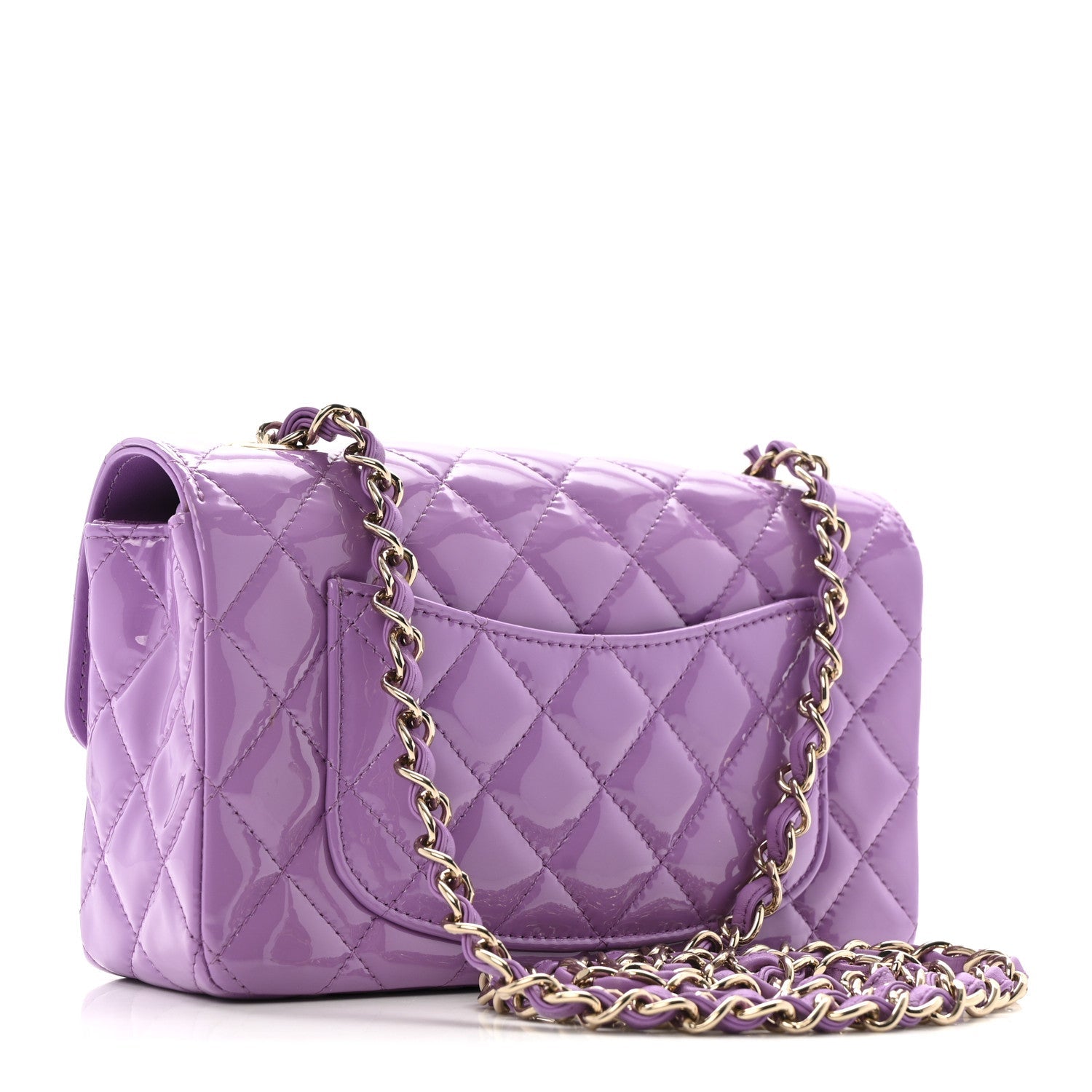 Patent Quilted Mini Rectangular Flap Purple