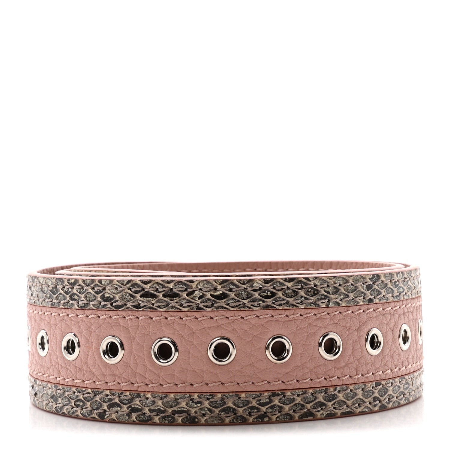 Watersnake Calfskin Bandouliere Shoulder Strap Pink Natural