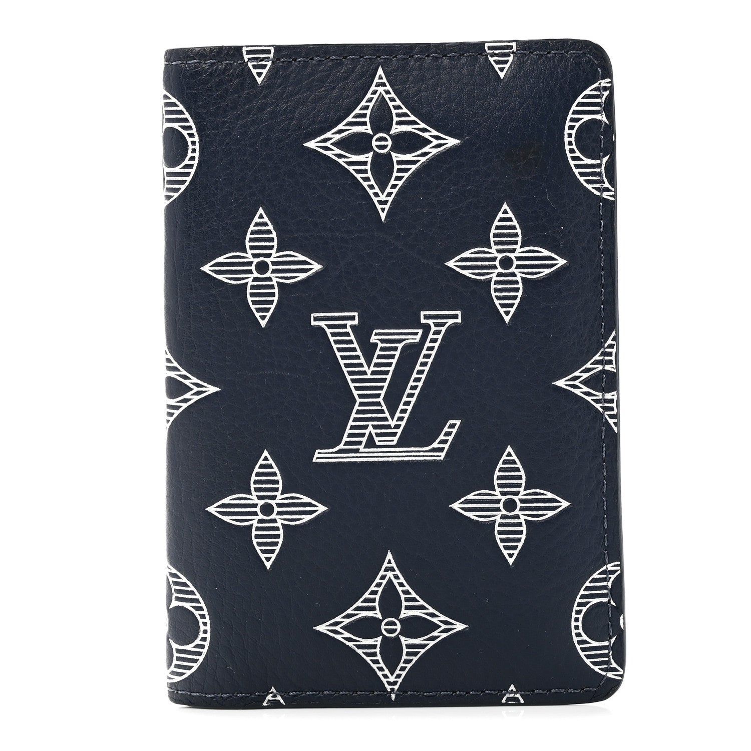 Calfskin Monogram Shadow Pocket Organizer Navy Blue White