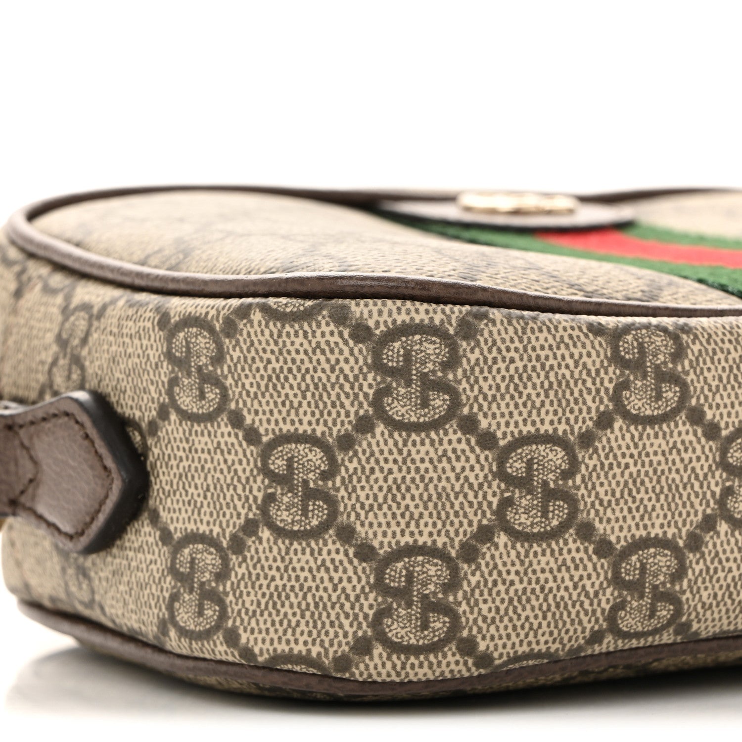 GG Supreme Monogram Web Small Ophidia Camera Bag Beige Dark Brown