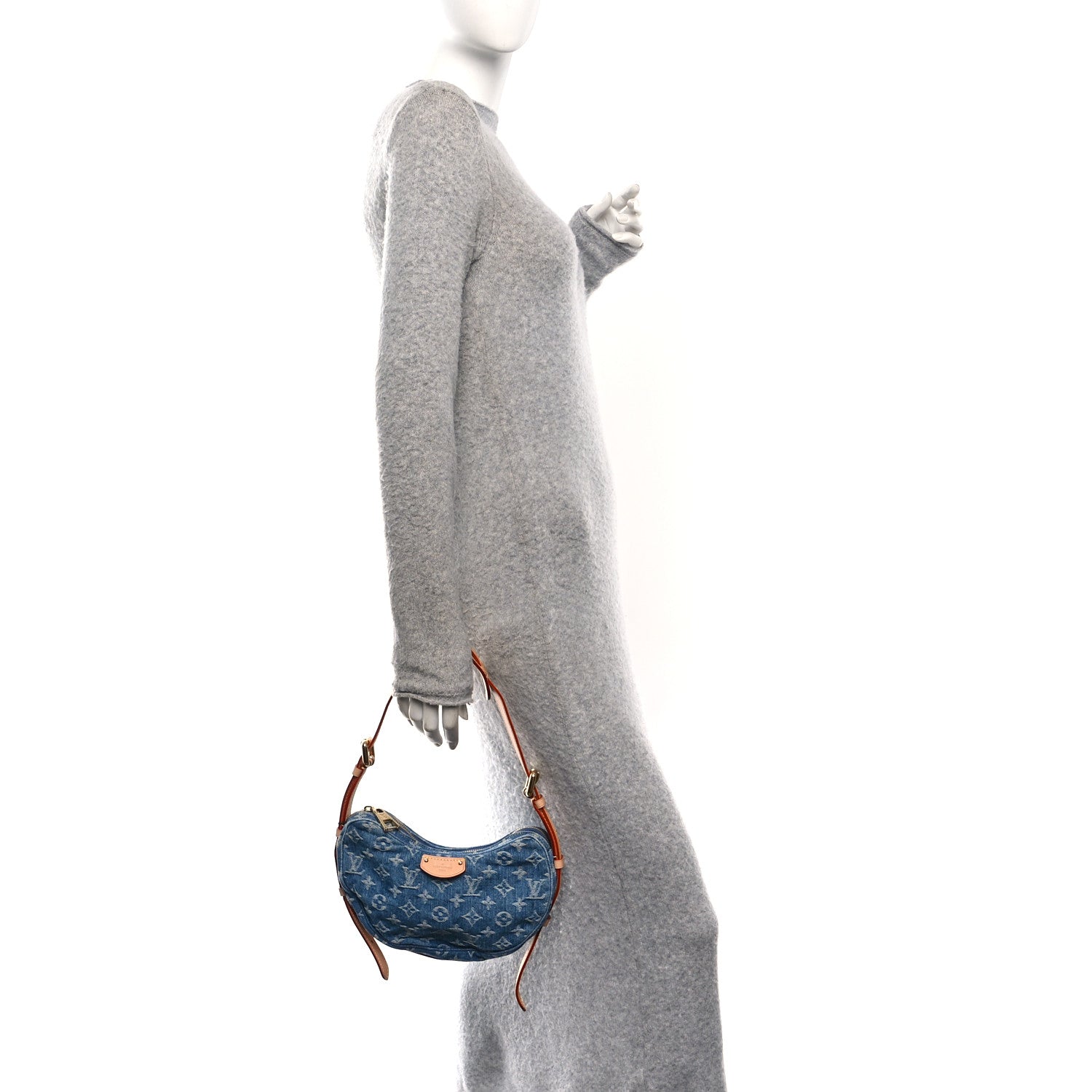 Monogram Denim Croissant MM Blue