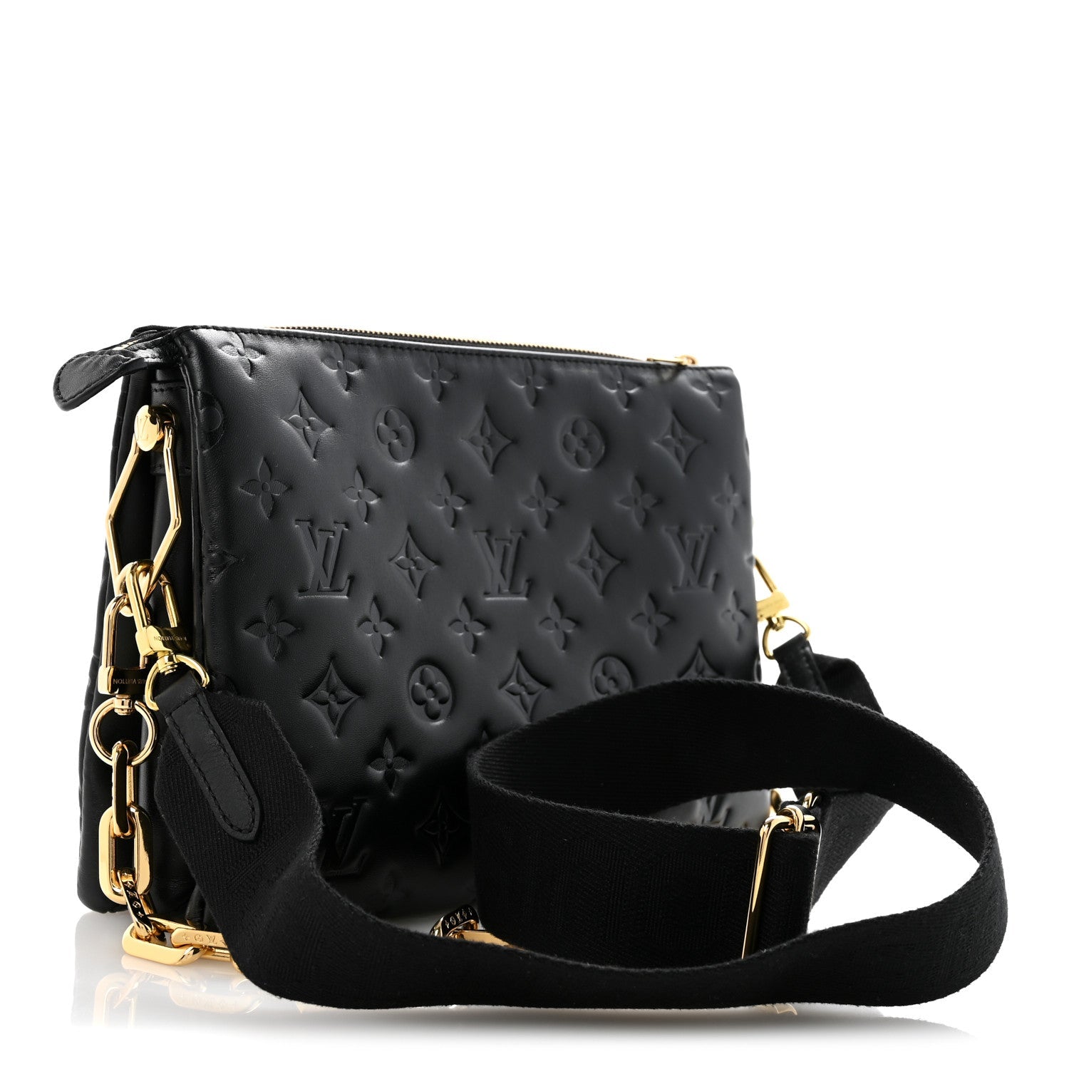 Lambskin Embossed Monogram Coussin PM Black