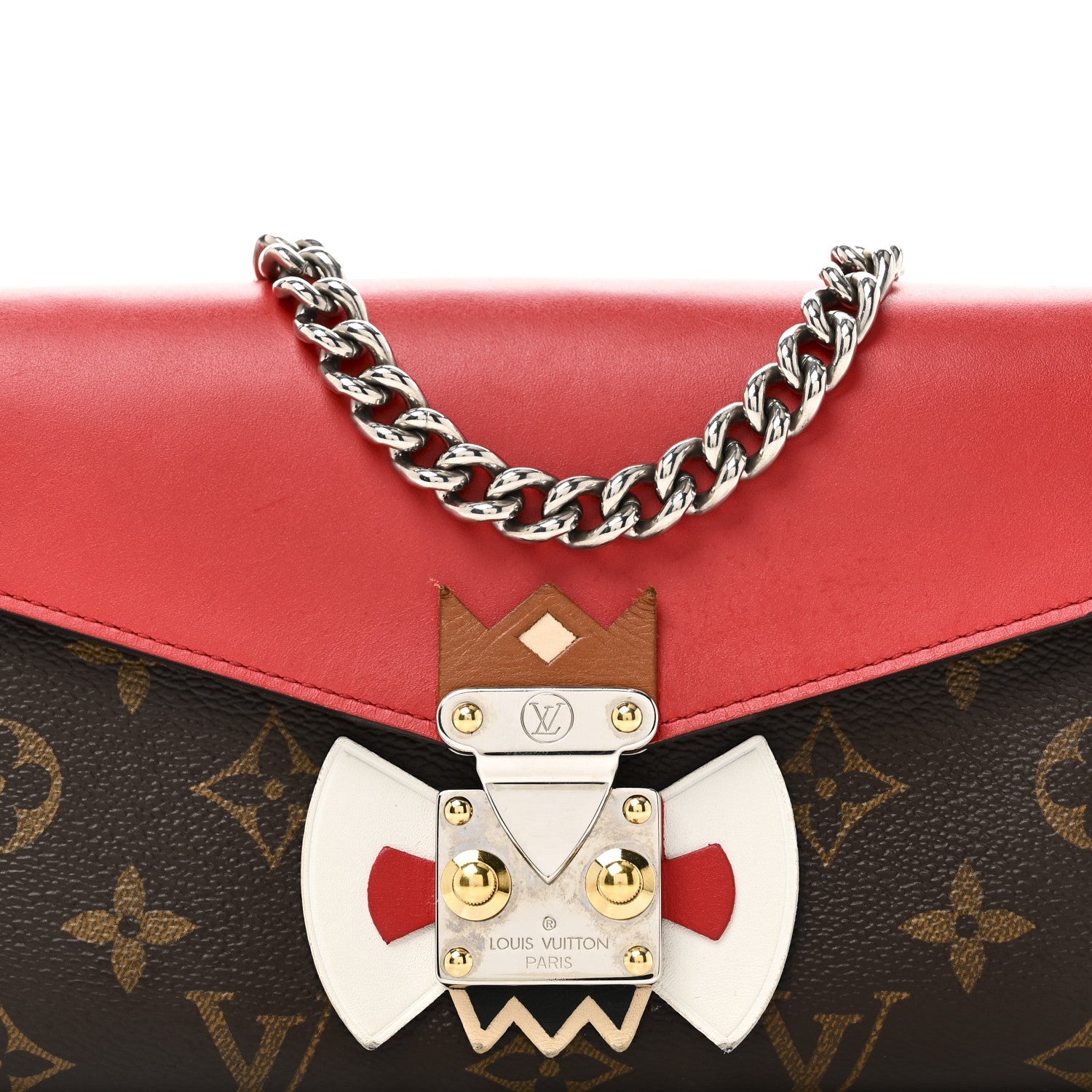 Monogram Tribal Mask Chain Wallet Rouge