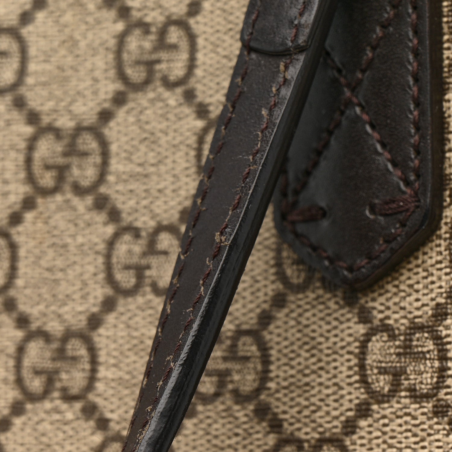 GG Supreme Monogram Large Shopping Tote Dark Brown