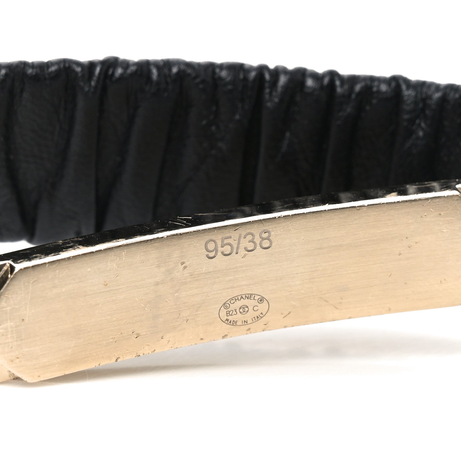 Lambskin Crystal Logo Belt 95 38 Black Gold