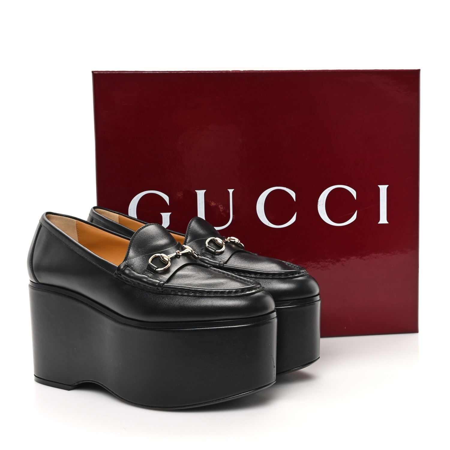 Ancora Calfskin Womens Horsebit Platform Loafers 39 Black