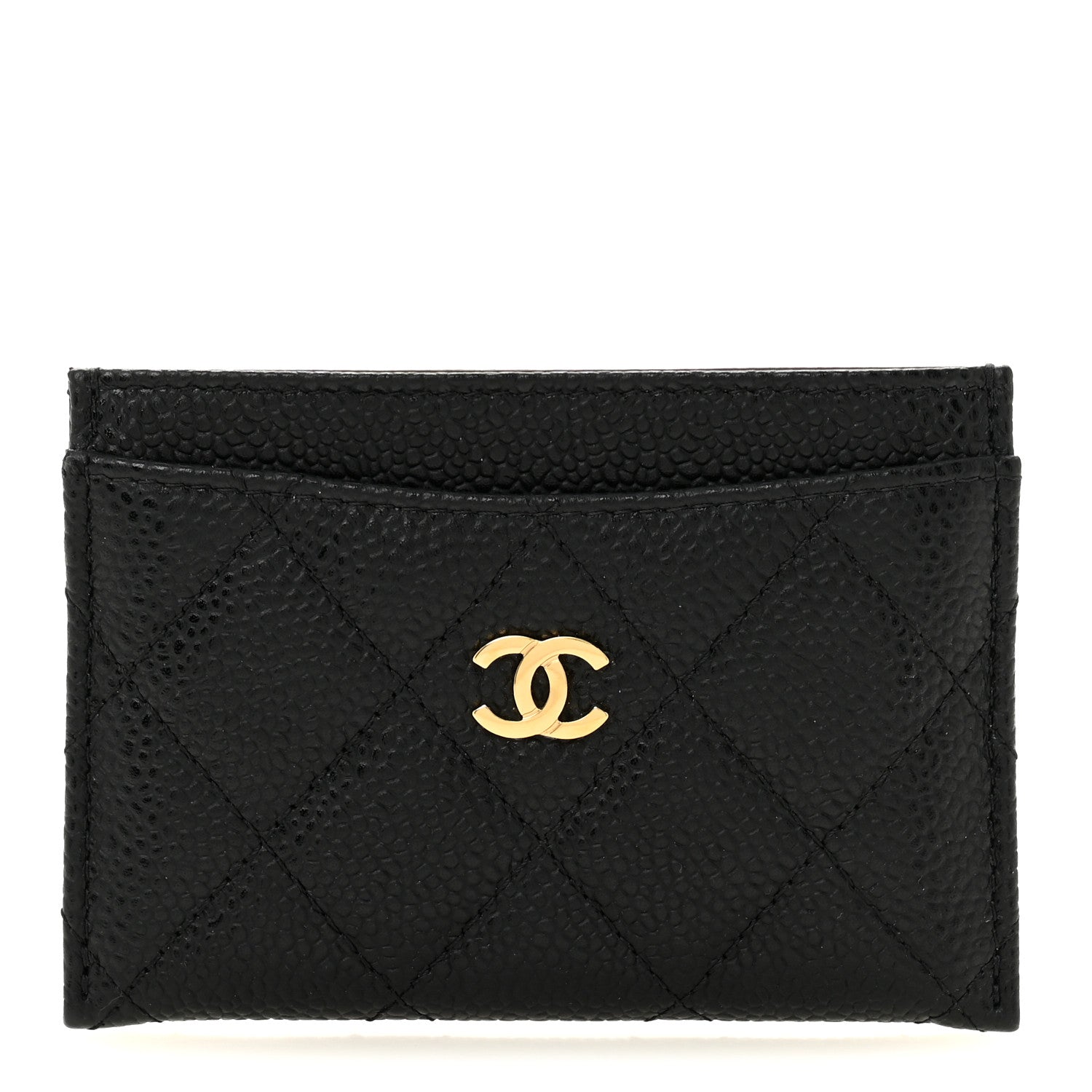 Caviar Quilted Card Holder Black