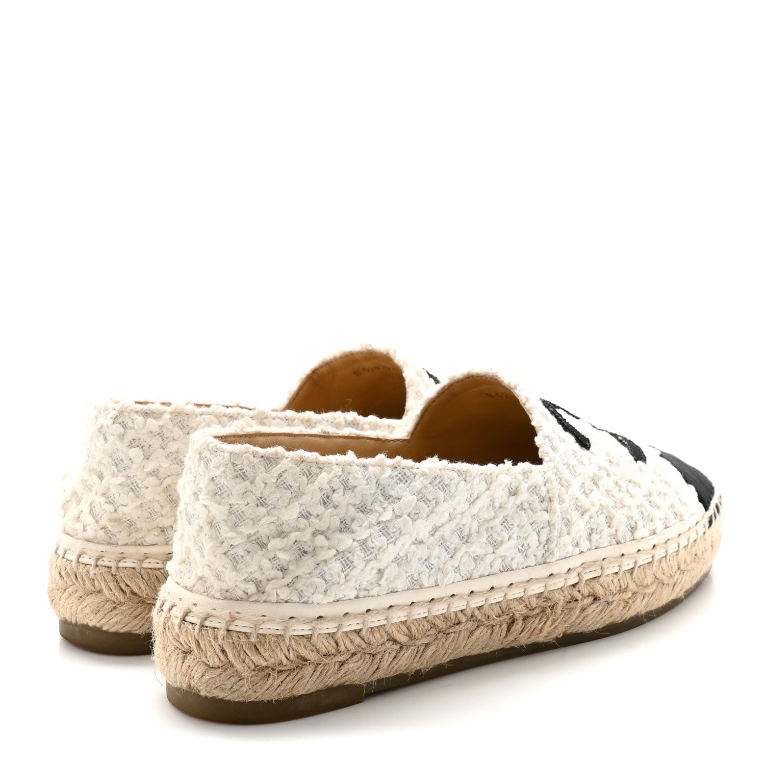 Tweed Grosgrain CC Espadrilles 36 White Black