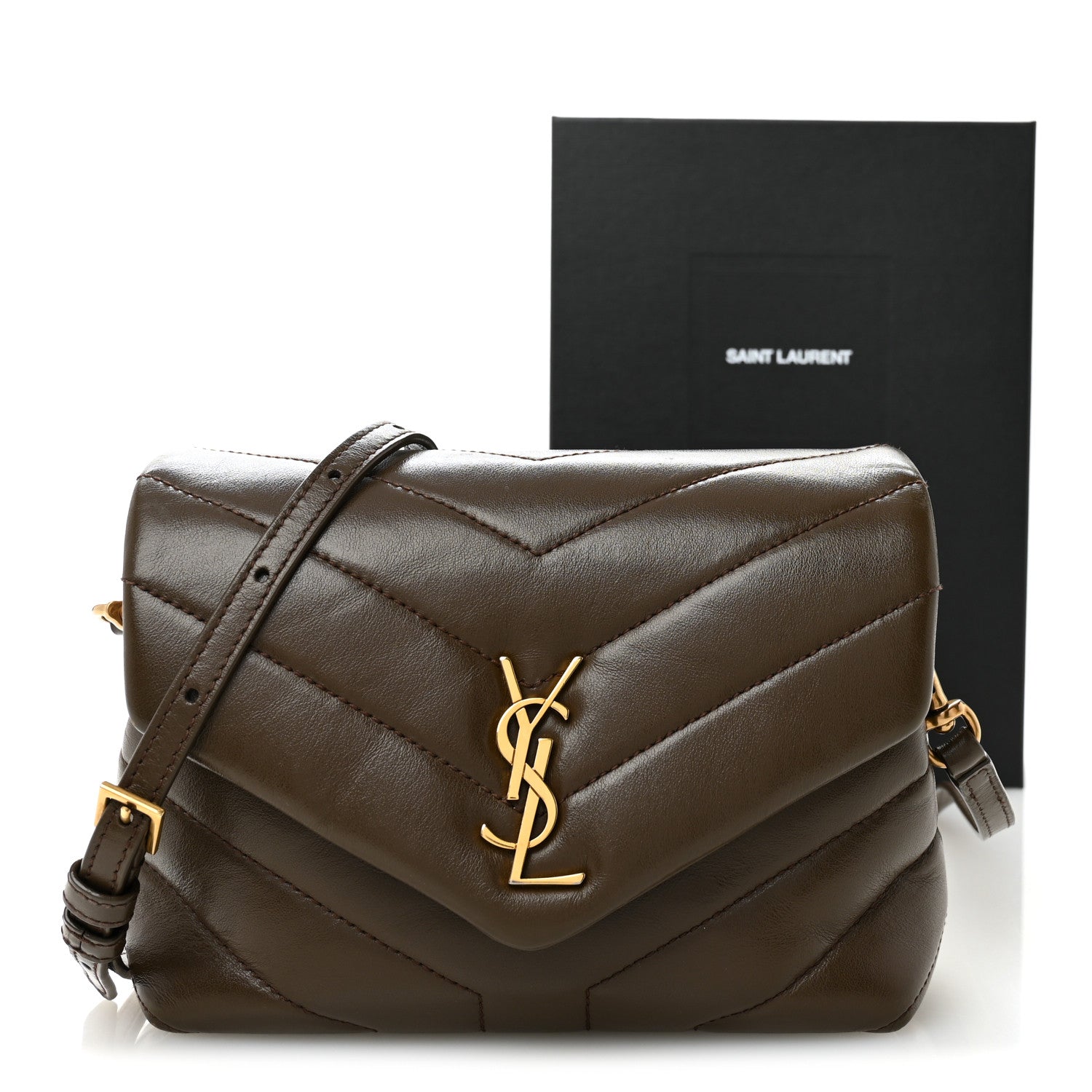 Calfskin Y Quilted Monogram Toy Loulou Crossbody Bag Soil Brown