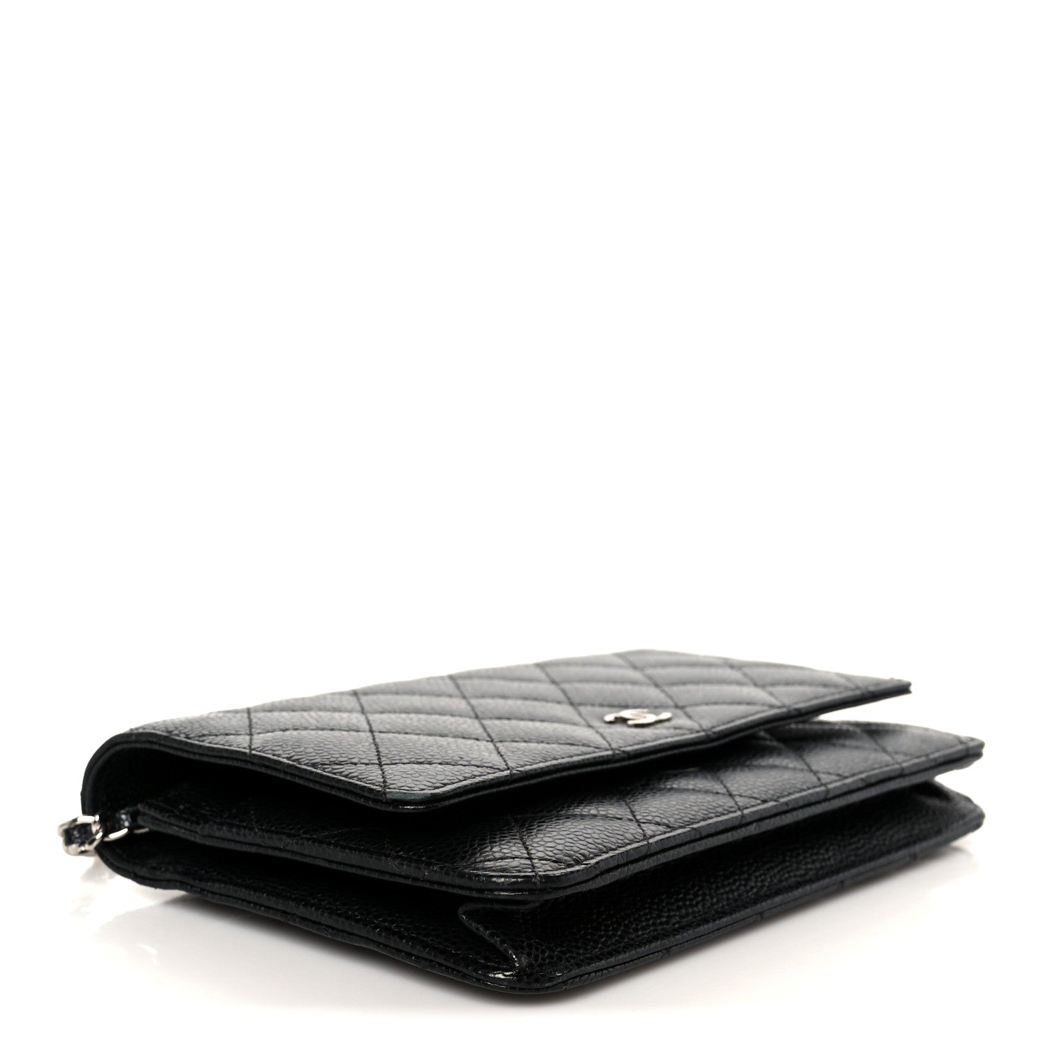 Caviar Quilted Wallet on Chain WOC Black