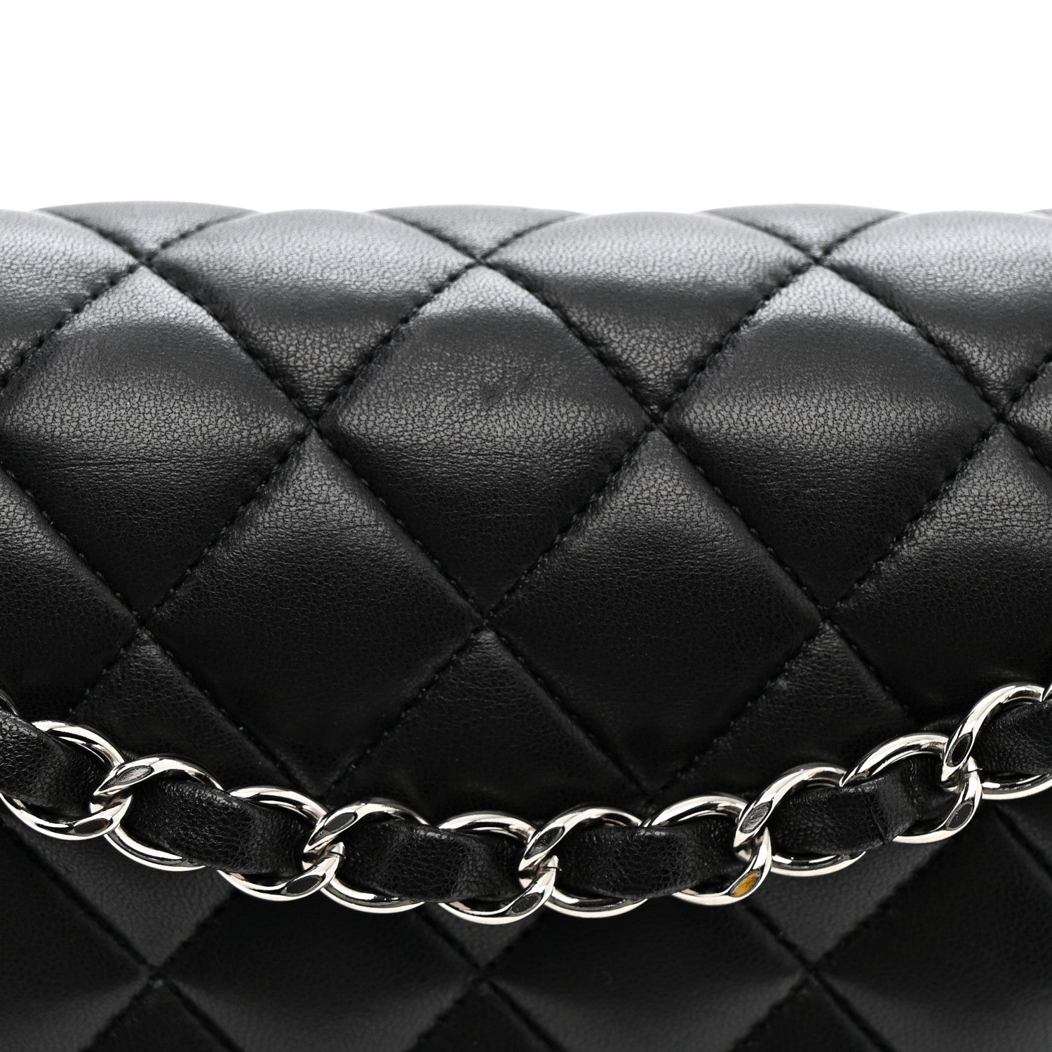 Lambskin Quilted Medium Double Flap Black
