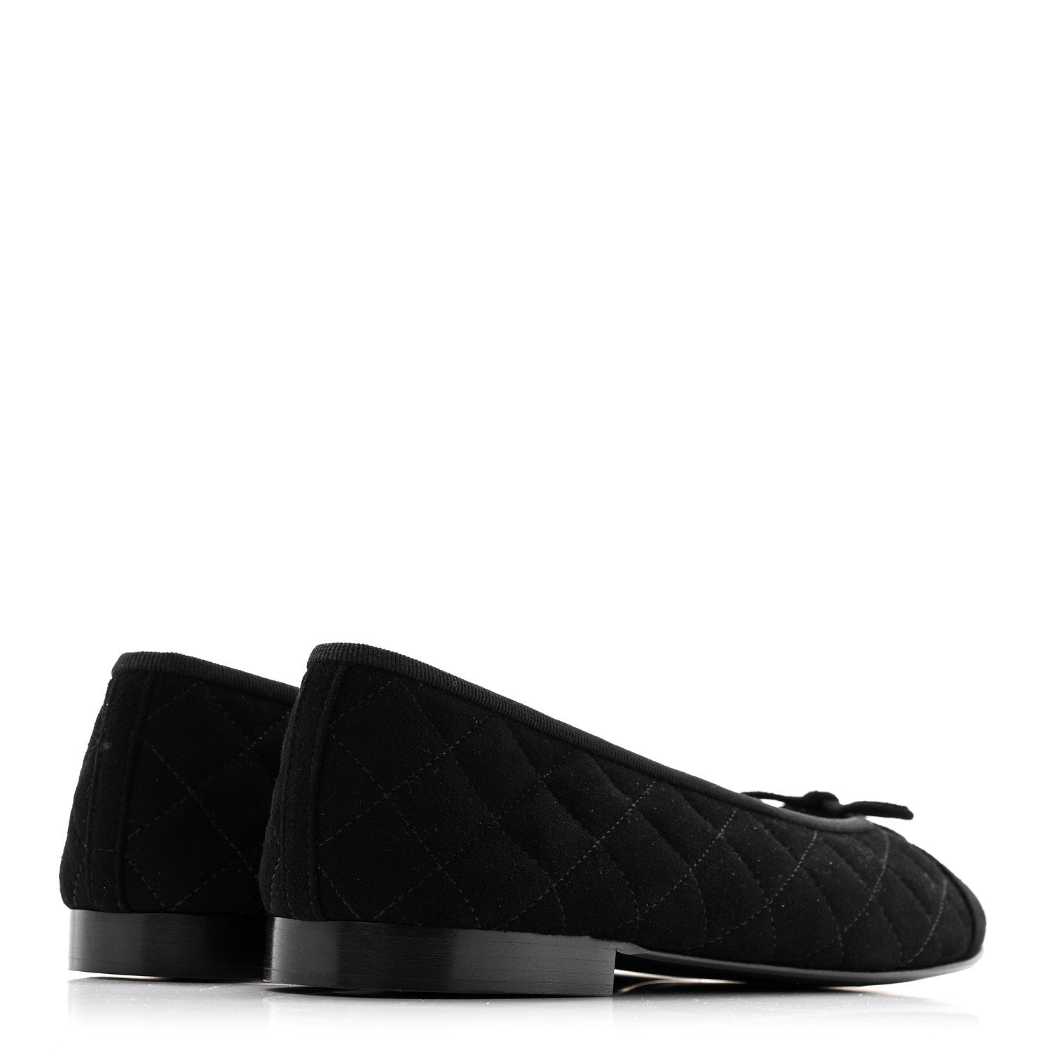 Suede Quilted Cap Toe CC Ballerina Flats 39.5 Black