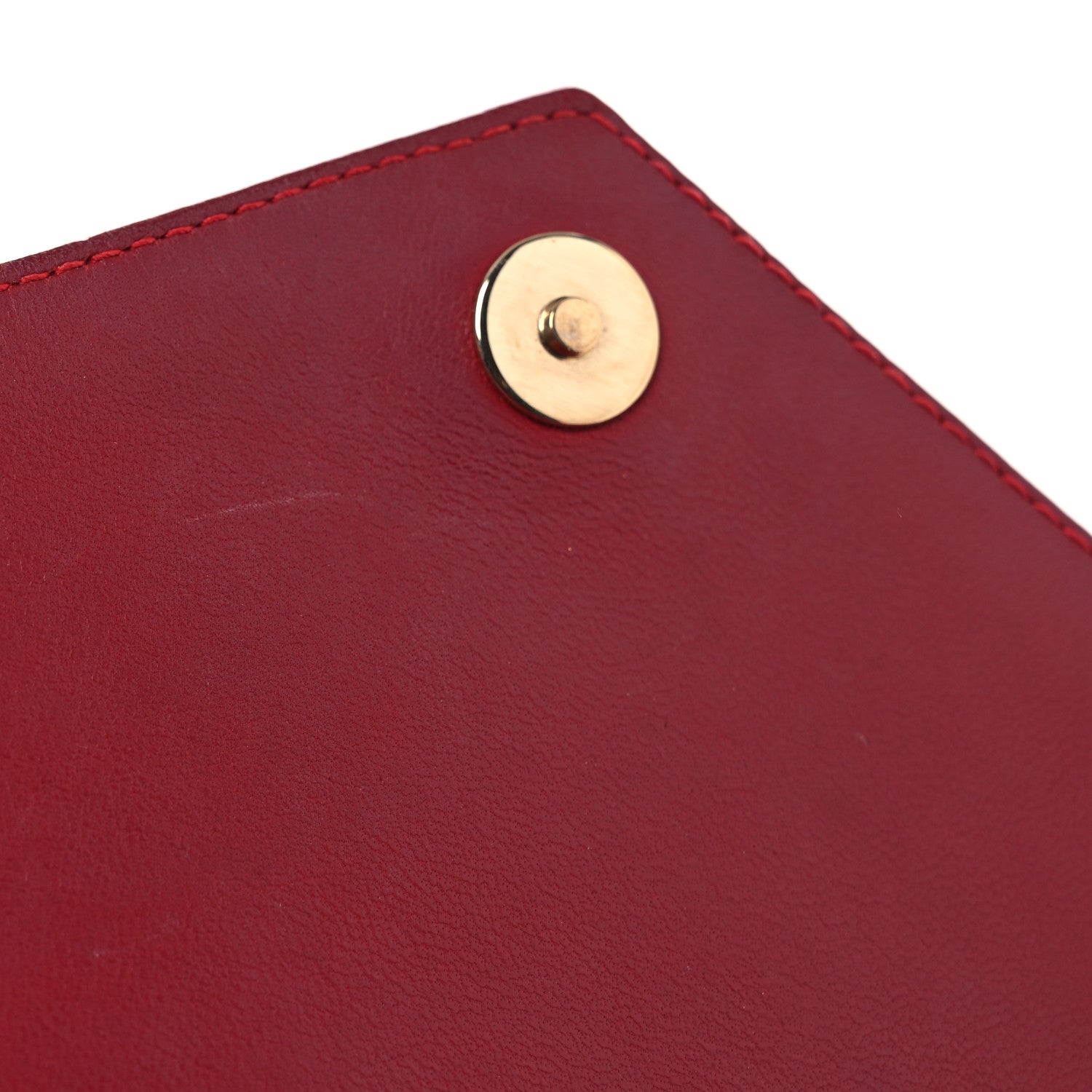 Calfskin Chevron Quilted Small Envelope Clutch Red