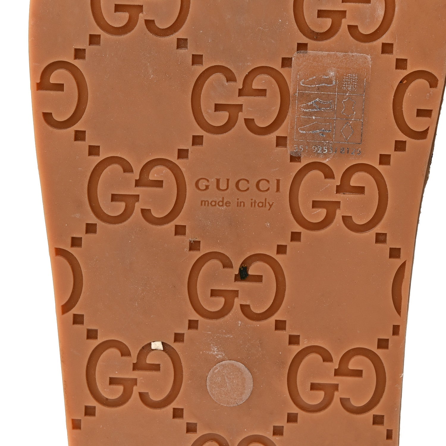 Monogram GG Calfskin Angelina Platform 55mm Slide Sandals 35 Camel Ebony